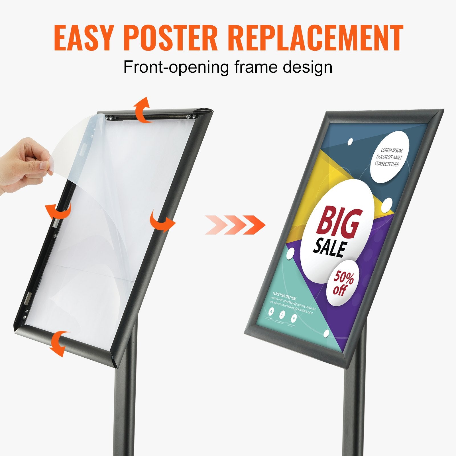 11x17 Pedestal Sign Holder Adjustable Vertical Horizontal Floor Stand Black