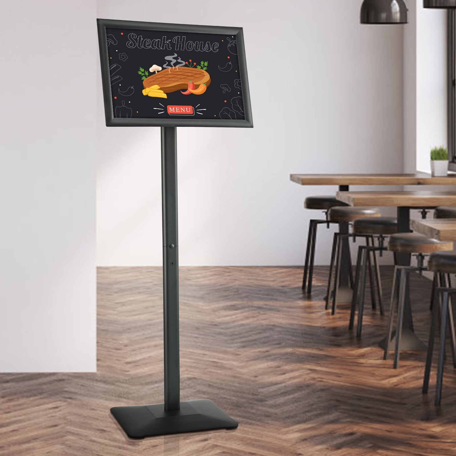 11x17 Pedestal Sign Holder Adjustable Vertical Horizontal Floor Stand Black