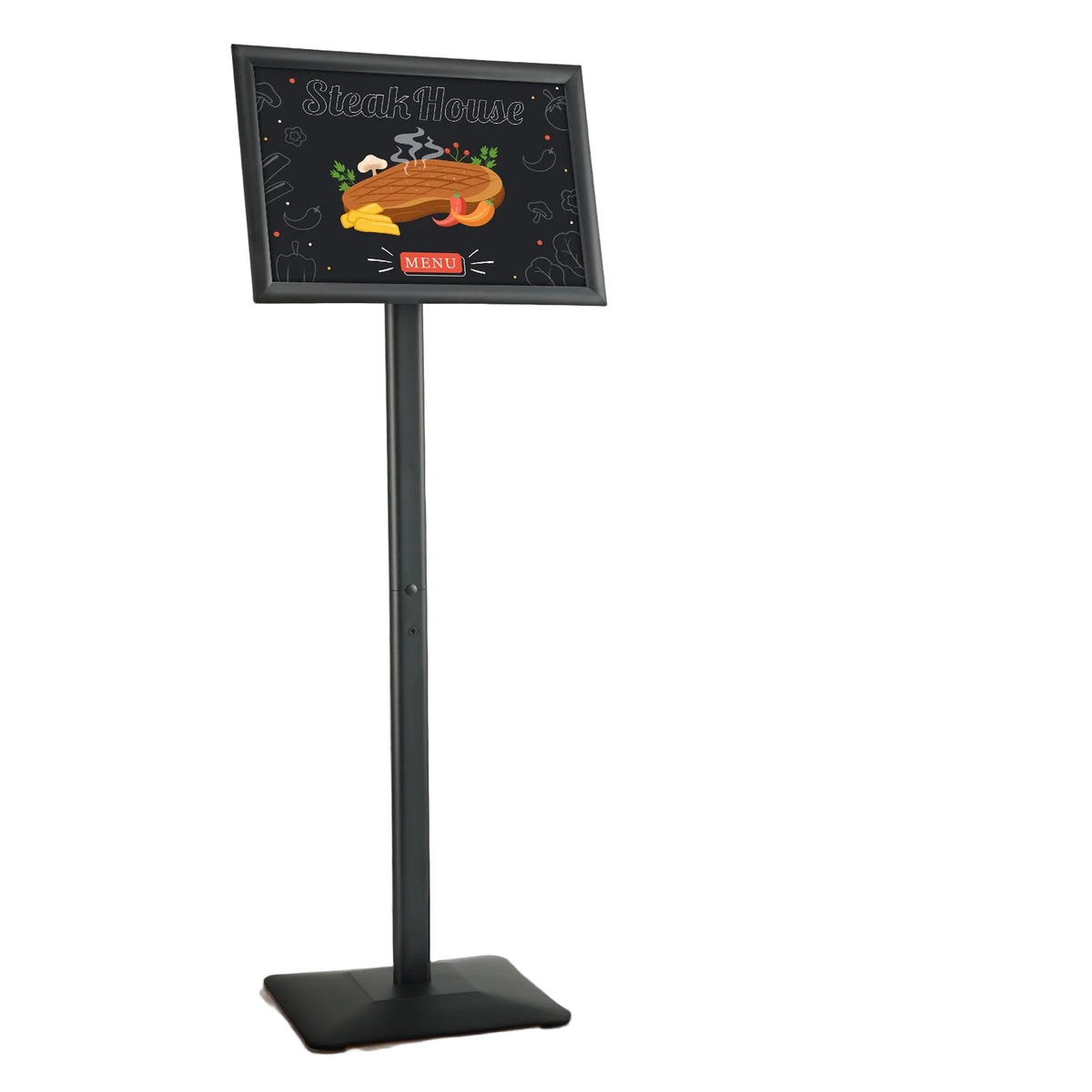 11x17 Pedestal Sign Holder Adjustable Vertical Horizontal Floor Stand Black