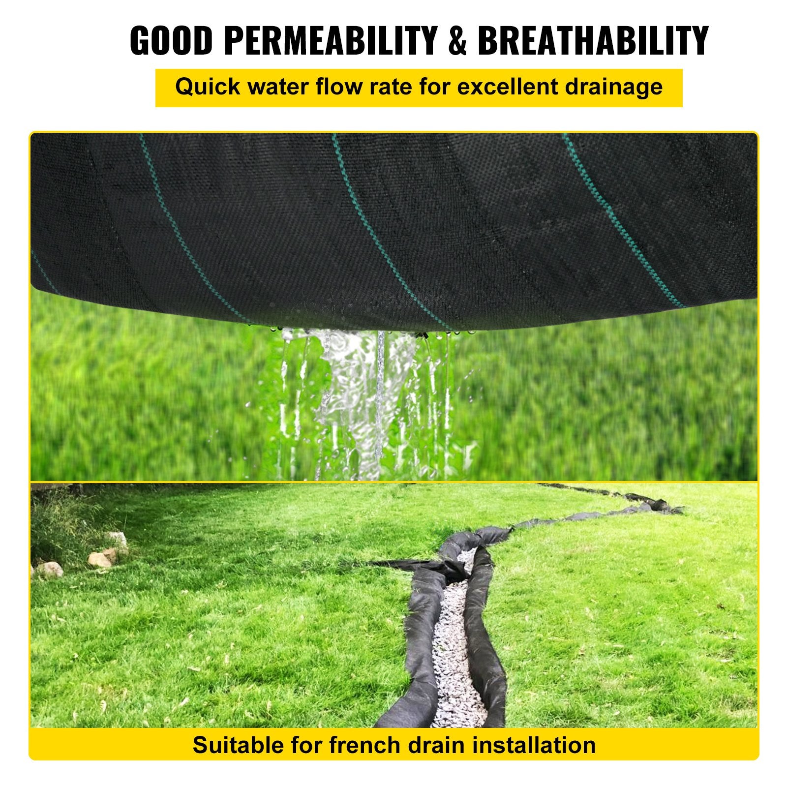 Geotextile Fabric 3.8x15.2m 3.5oz Woven PP 600lbs Tensile Driveway Weed Barrier