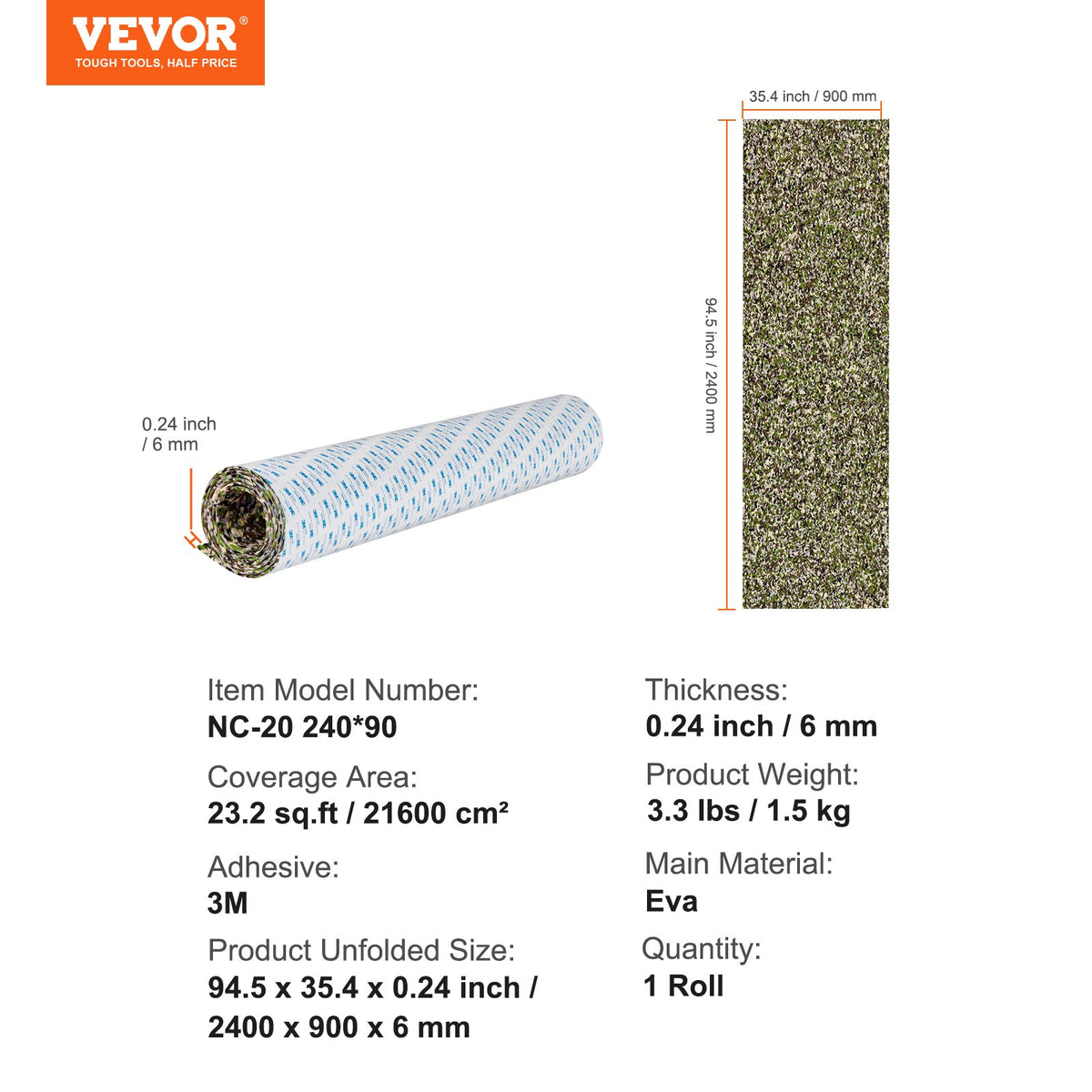 Boat Flooring EVA Foam Decking 94.5"x35.4" Non-Slip Self-Adhesive 23.2 sq.ft