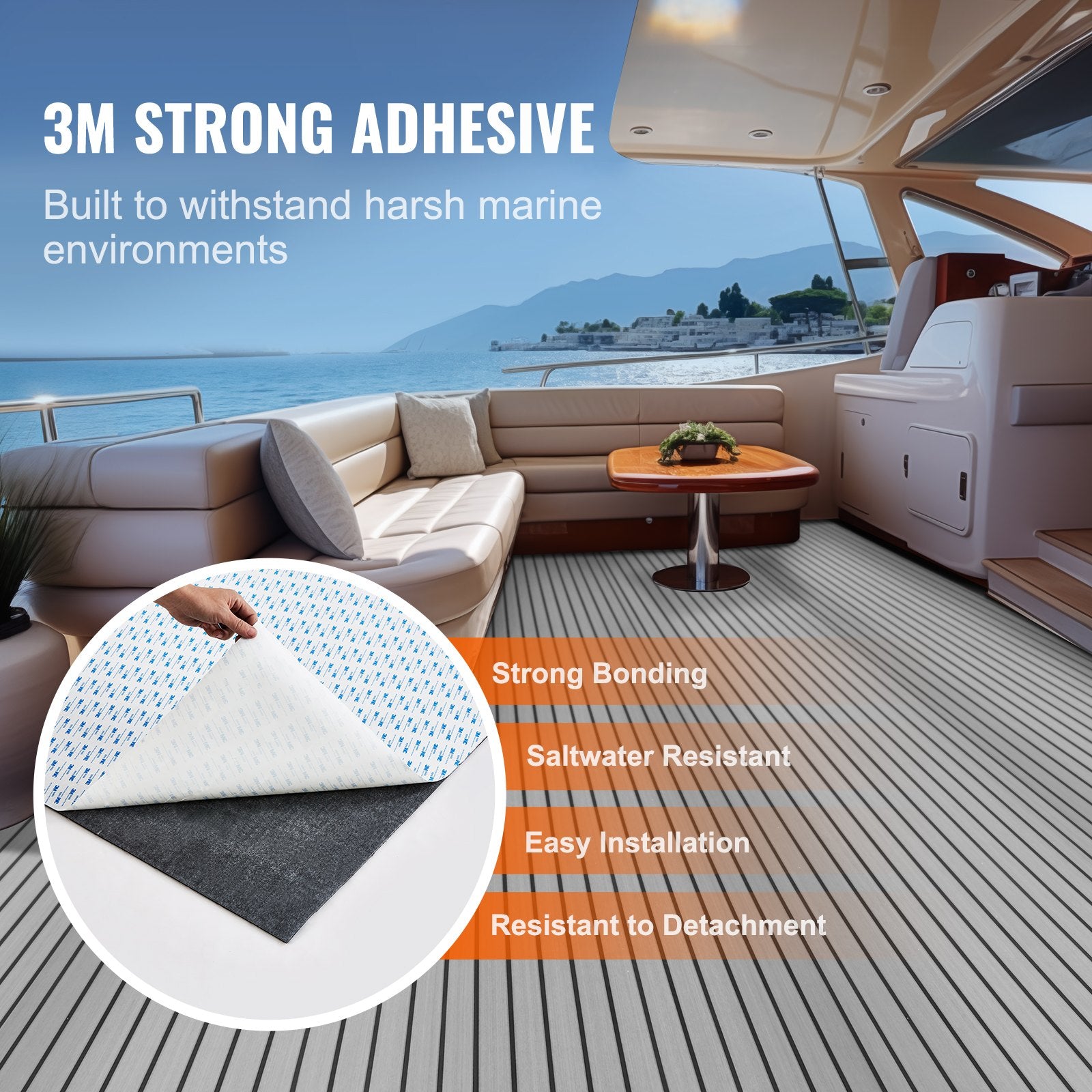 Boat Flooring EVA Foam Decking Non-Slip SelfAdhesive Marine 94.5x35.4 23.2sqft