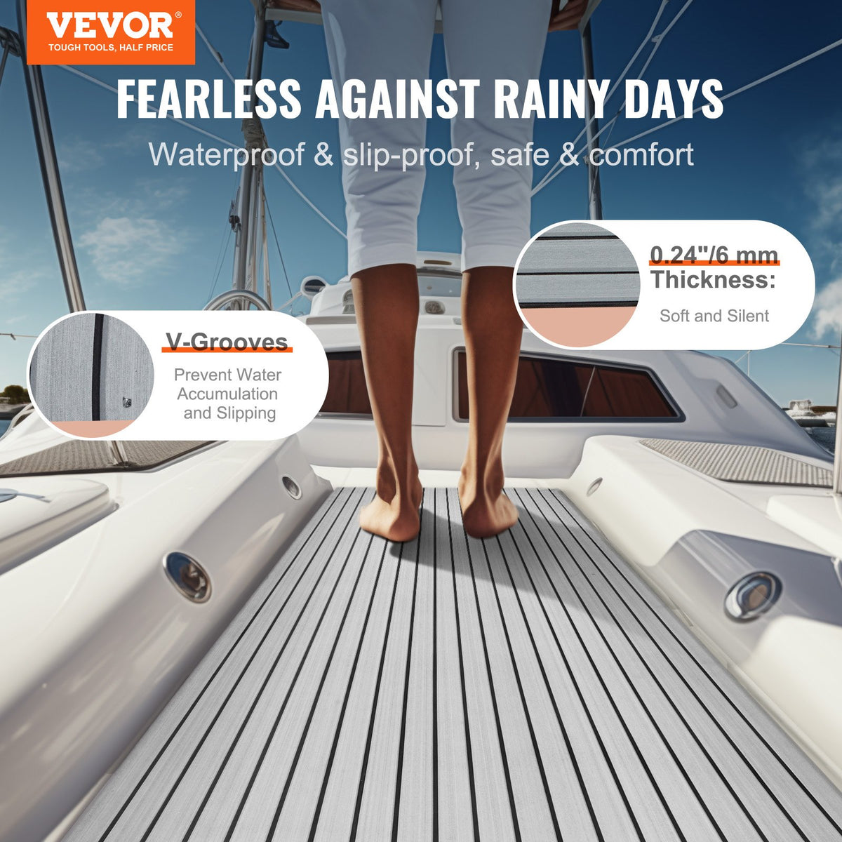 EVA Foam Boat Flooring 94.5" x 45.7" Non-Slip Self-Adhesive Marine Decking