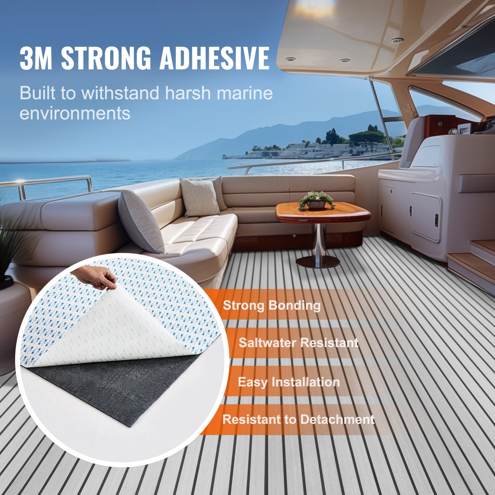 EVA Foam Boat Flooring 94.5" x 45.7" Non-Slip Self-Adhesive Marine Decking
