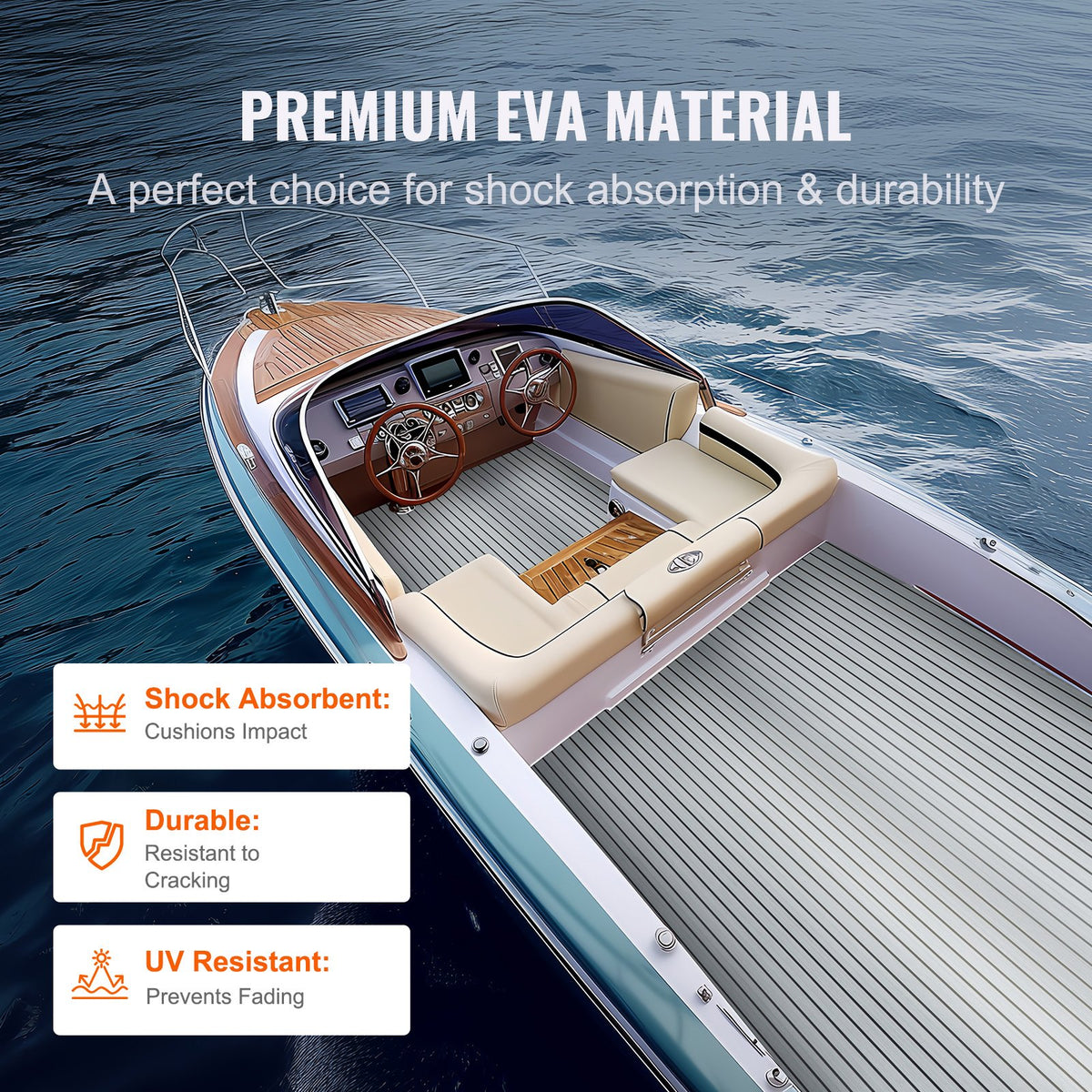 EVA Foam Boat Flooring 94.5" x 45.7" Non-Slip Self-Adhesive Marine Decking