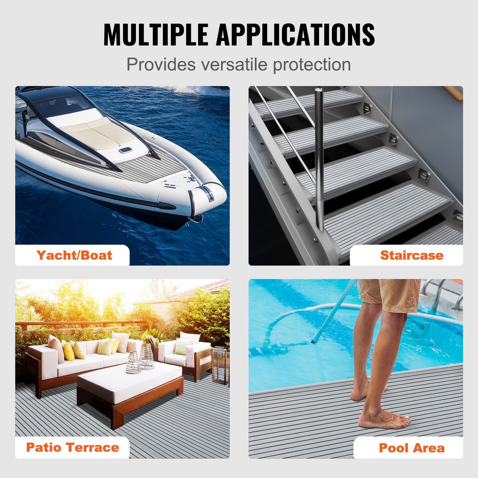 EVA Foam Boat Flooring 94.5" x 45.7" Non-Slip Self-Adhesive Marine Decking