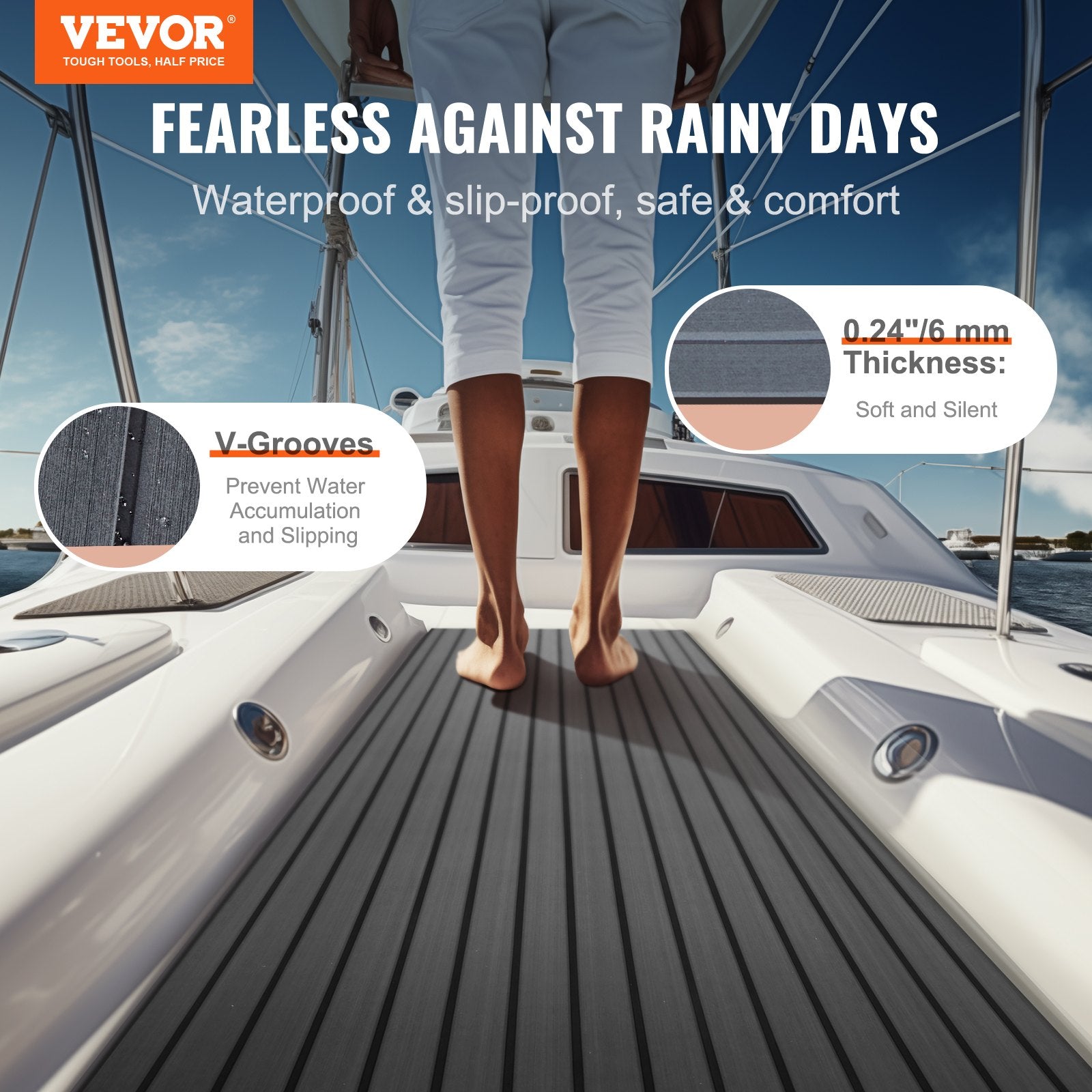 EVA Foam Boat Flooring 94.5" x 17.7" Non-Slip Self-Adhesive Marine Decking
