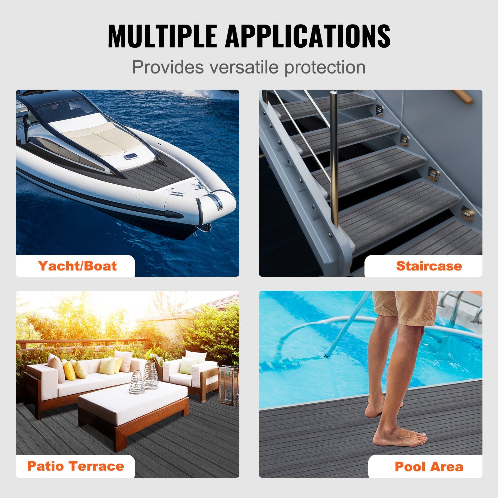 EVA Foam Boat Flooring 94.5" x 17.7" Non-Slip Self-Adhesive Marine Decking