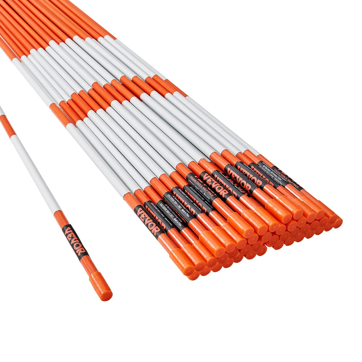 Driveway Markers 50 PCS Orange Fiberglass Snow Stakes 121.5cm Reflective Tape