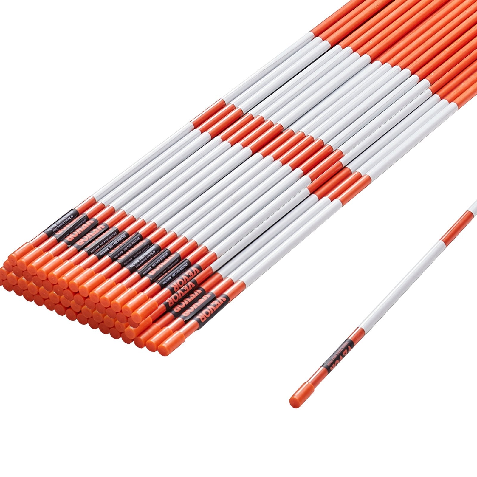 Driveway Markers 50 PCS Orange Fiberglass Snow Stakes 121.5cm Reflective Tape