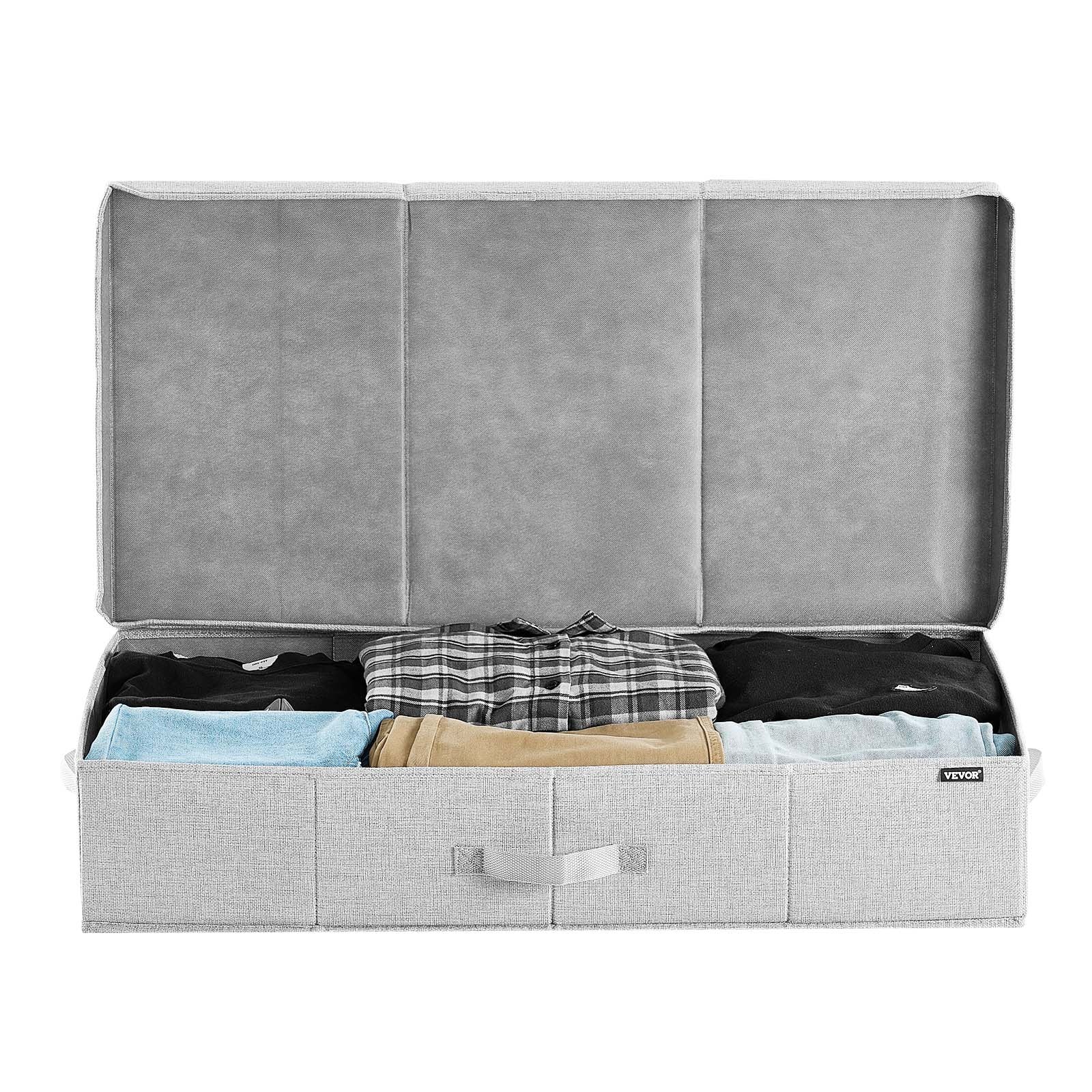 Under Bed Storage 48L Gray Drawer Bins with Lids 805x405x155mm, 2 Pack