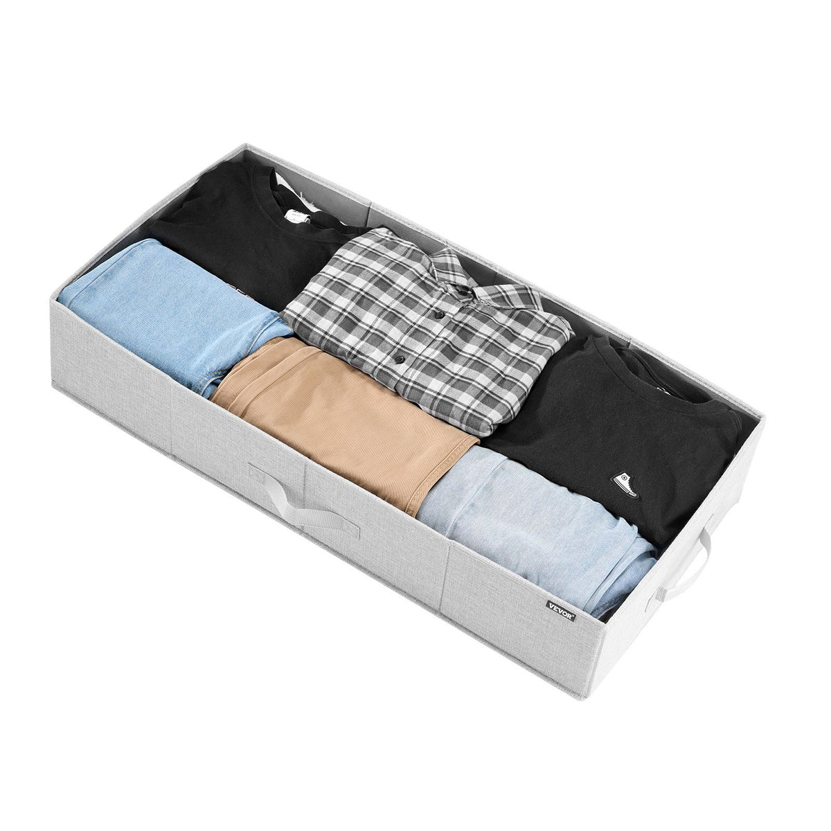 Under Bed Storage 48L Gray Drawer Bins with Lids 805x405x155mm, 2 Pack