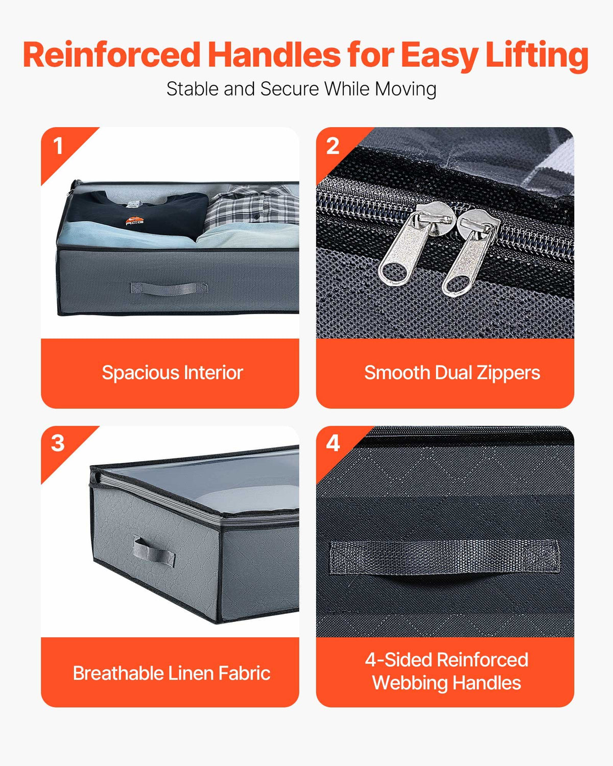 Low Profile Under Bed Storage with Clear Lids, 90L Underbed Boxes, 6 Pack