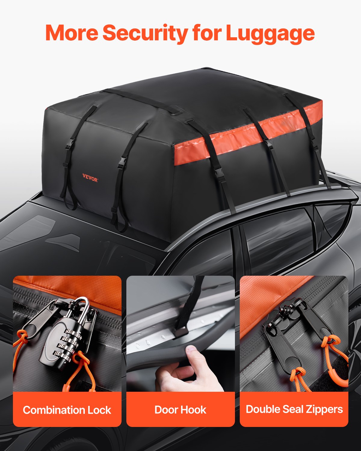 Car Rooftop Cargo Carrier Bag 20cuft Heavy Duty 840D PVC Waterproof w/Lock Mat