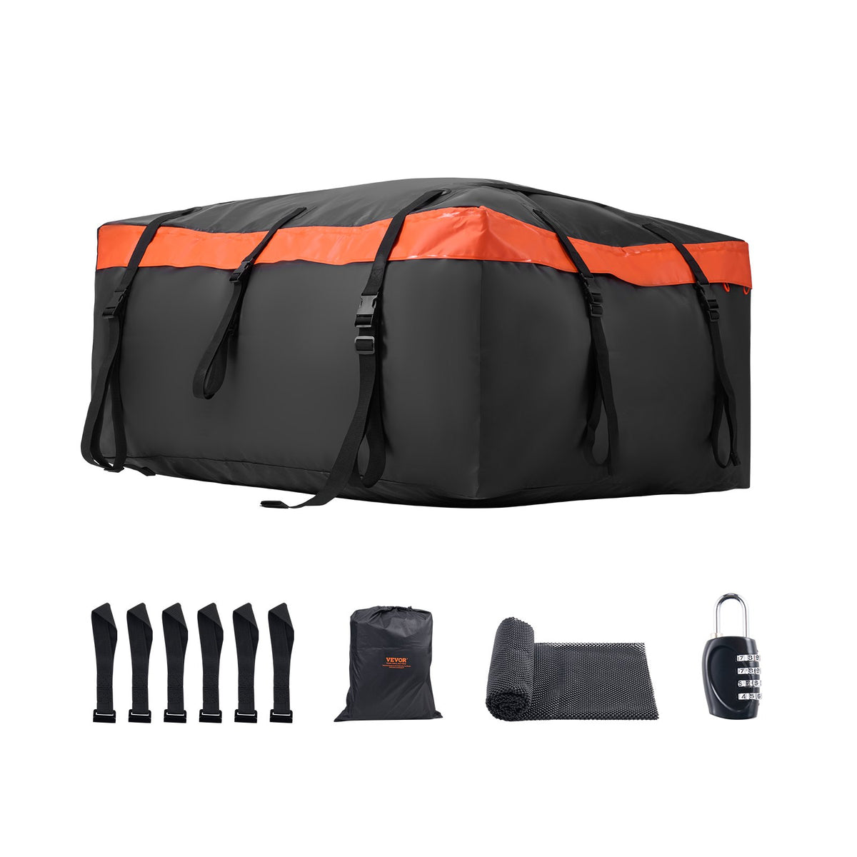 Car Rooftop Cargo Carrier Bag 20cuft Heavy Duty 840D PVC Waterproof w/Lock Mat
