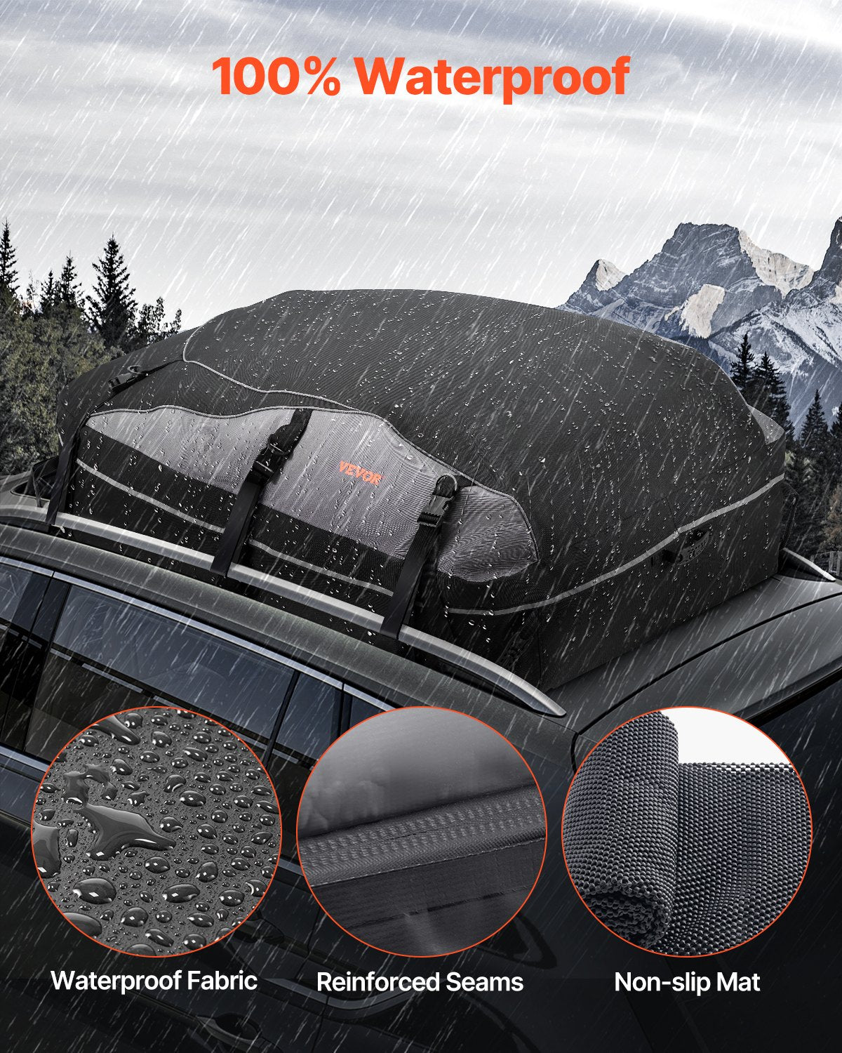 Waterproof Oxford 21 Cu Ft Car Rooftop Cargo Carrier Roof Bag