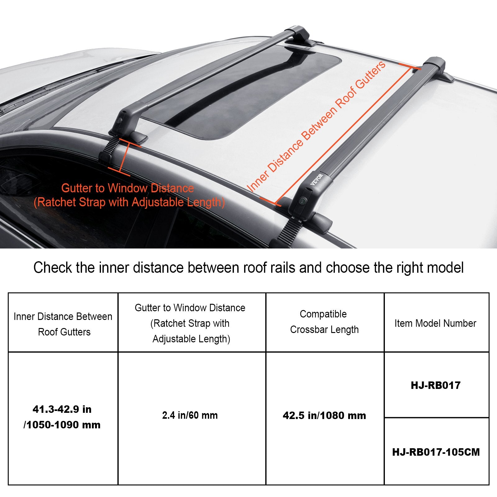 Roof Rack Cross Bars Universal Aluminum Adjustable Bare Roof 70KG with Locks