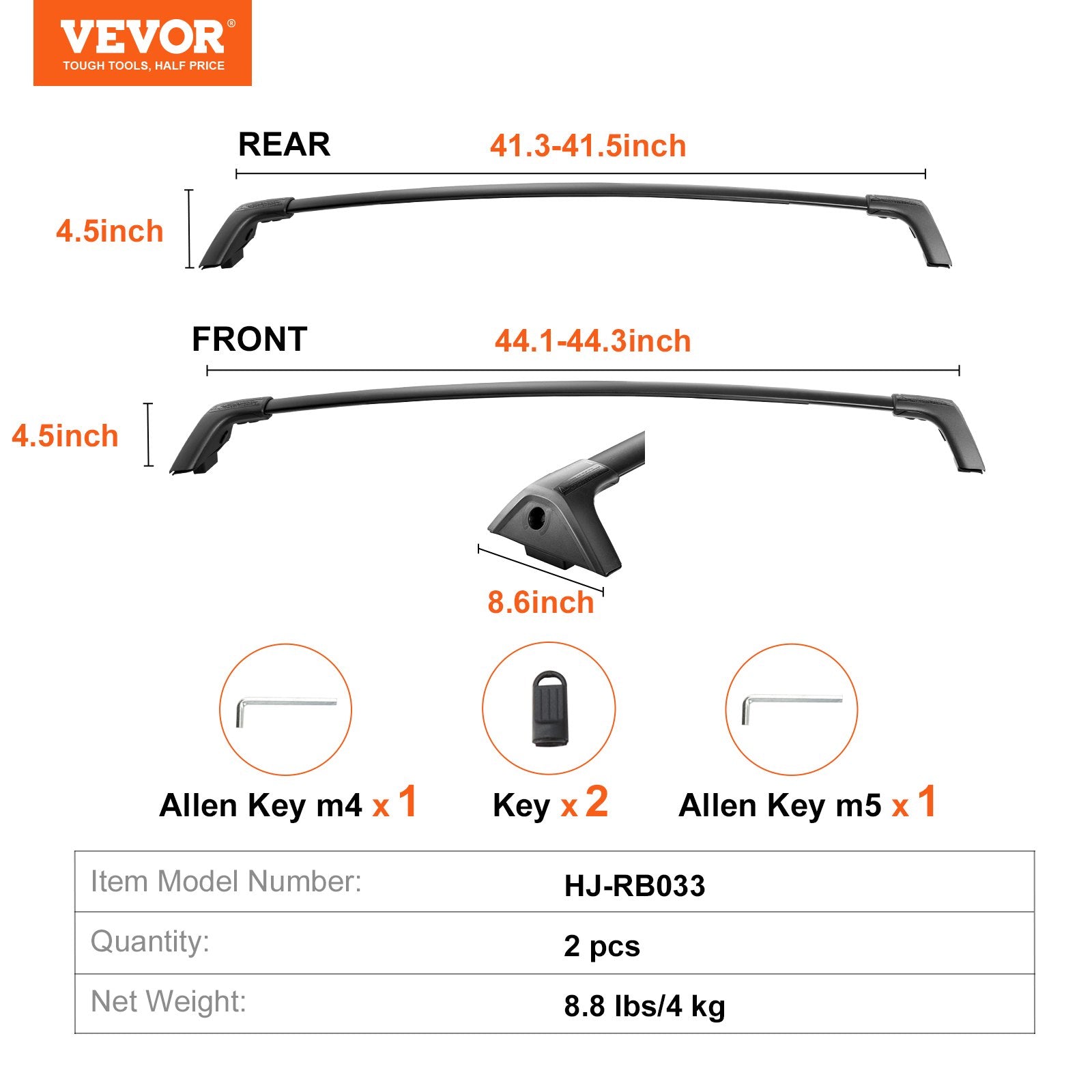 Roof Rack Cross Bars for Toyota RAV4 2020-2023, 160 lbs Load, Aluminum with Lock