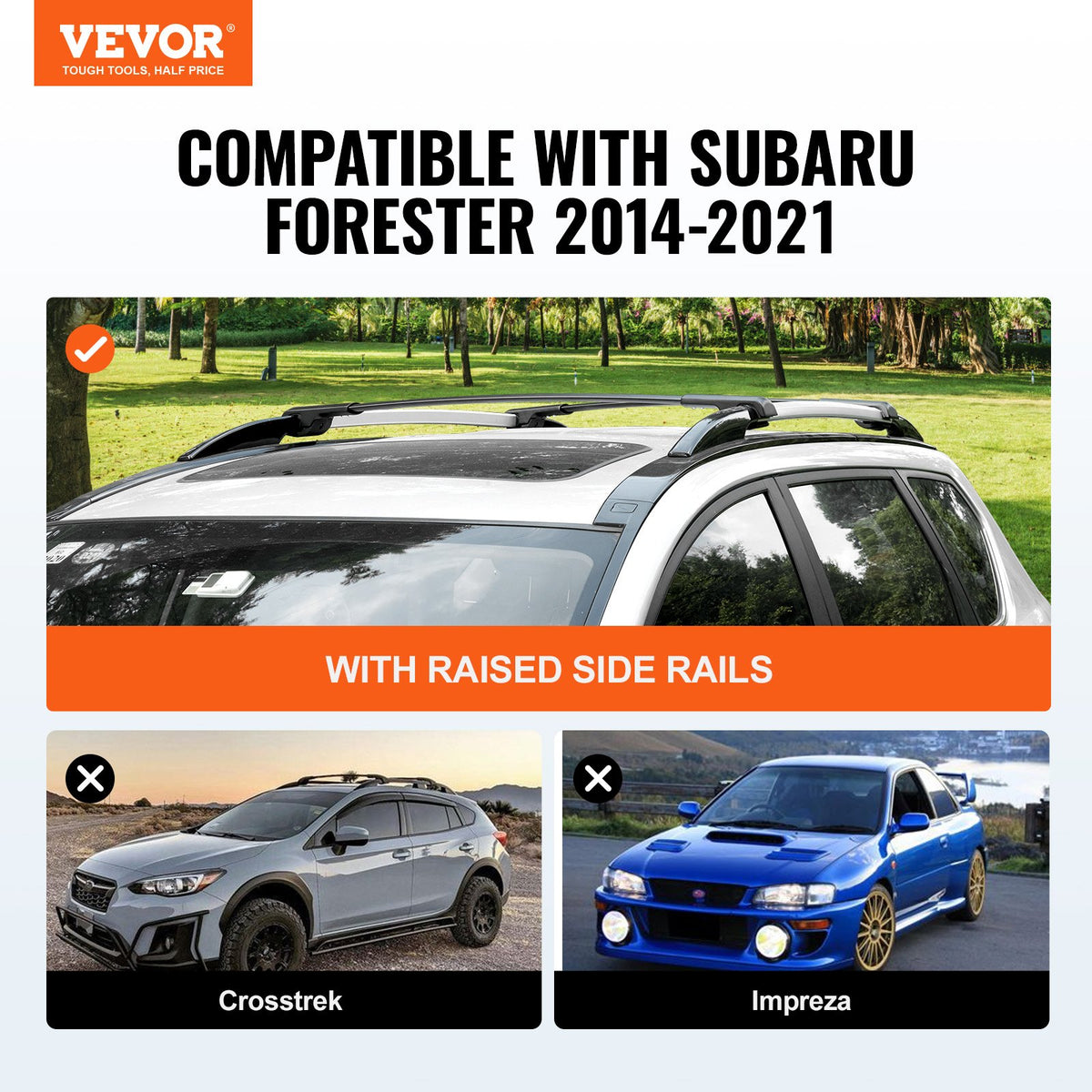 Roof Rack Cross Bars Aluminum for 2014-2021 Subaru Forester 200lbs w/Locks