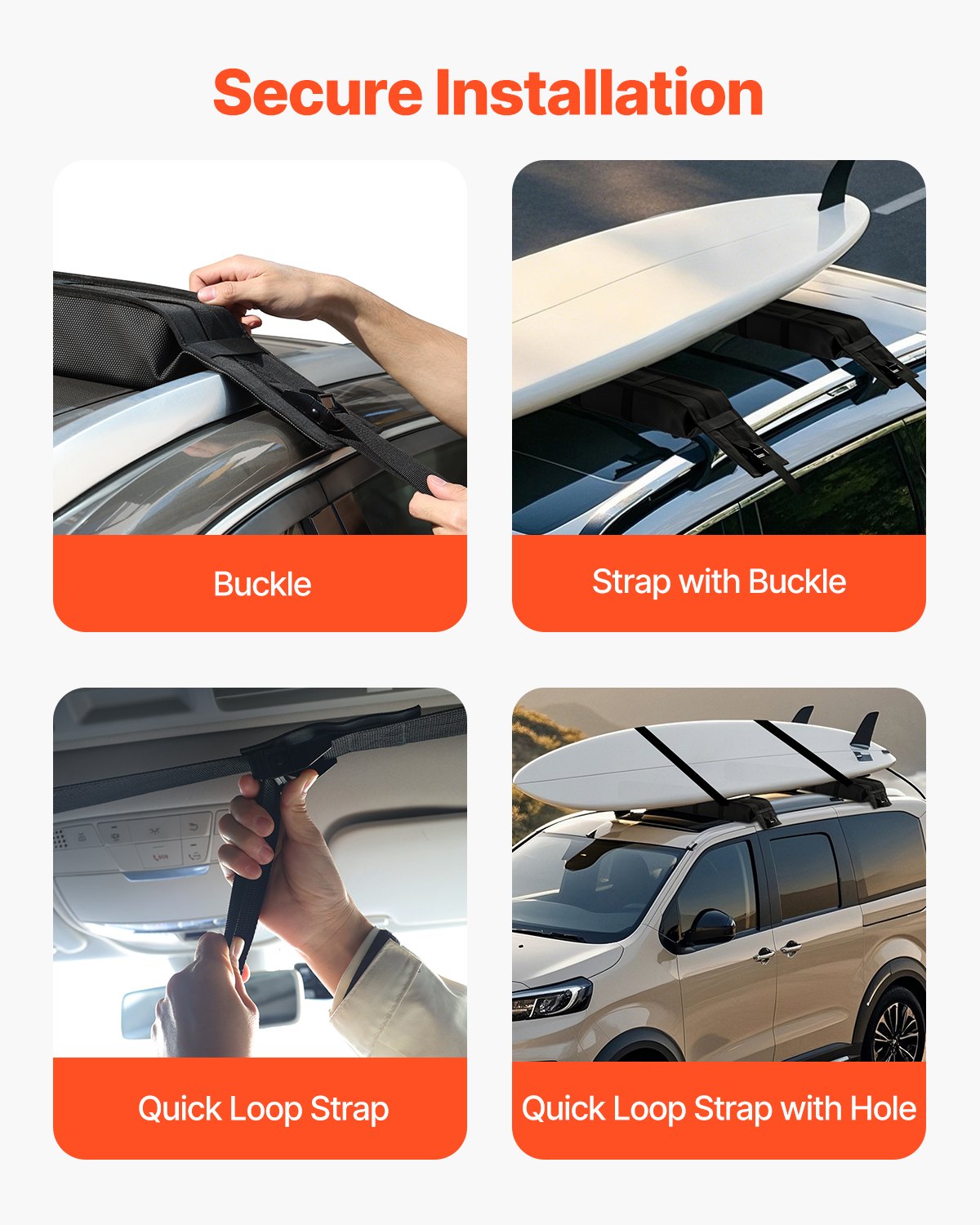 Soft Roof Rack Pads 33in Universal Car 176lbs Luggage Kayak Carrier w/Straps Bag