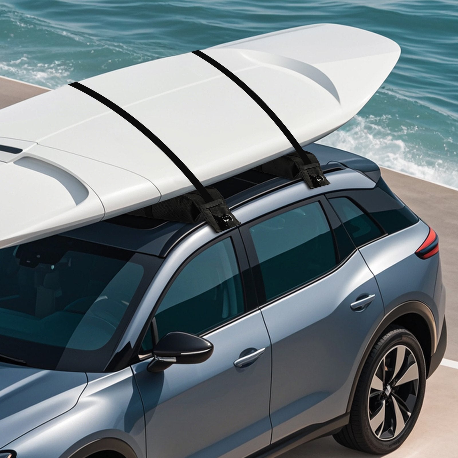 Soft Roof Rack Pads 33in Universal Car 176lbs Luggage Kayak Carrier w/Straps Bag