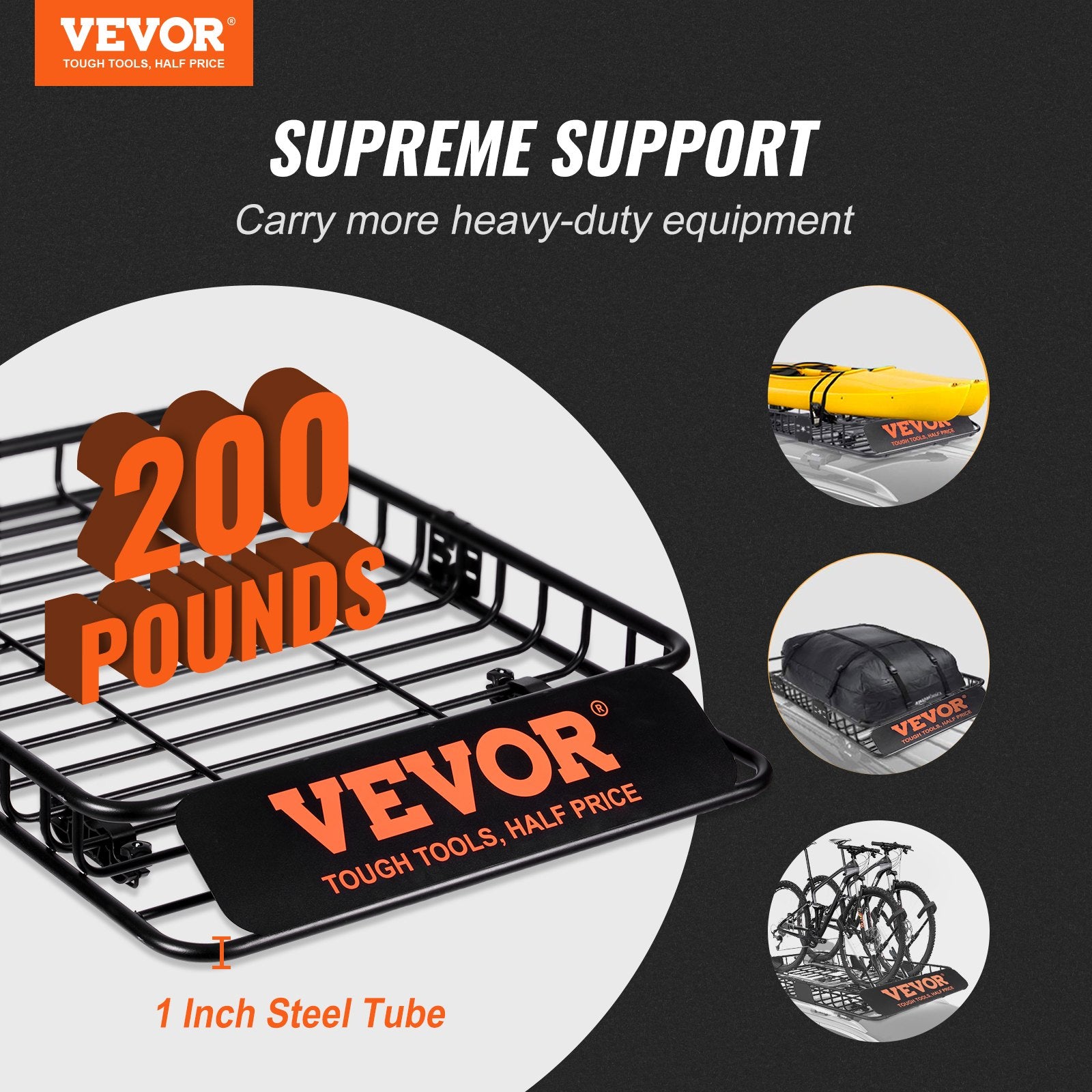 Roof Rack Cargo Basket for SUV Truck with Luggage Bag, 200 LBS Capacity