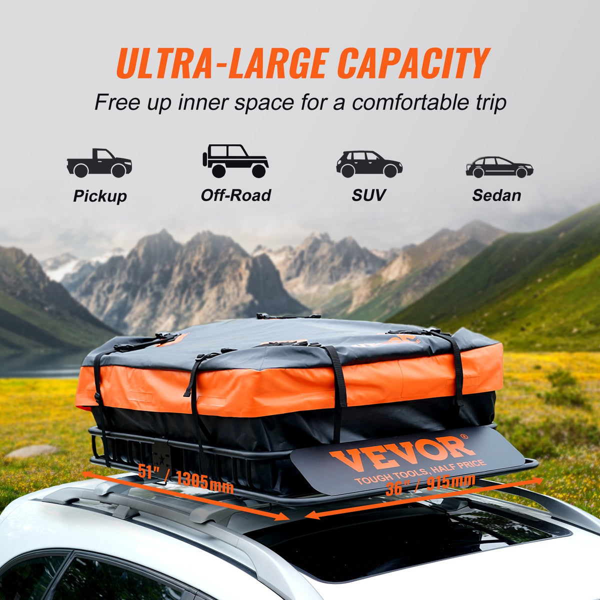 Roof Rack Cargo Basket for SUV Truck with Luggage Bag, 200 LBS Capacity