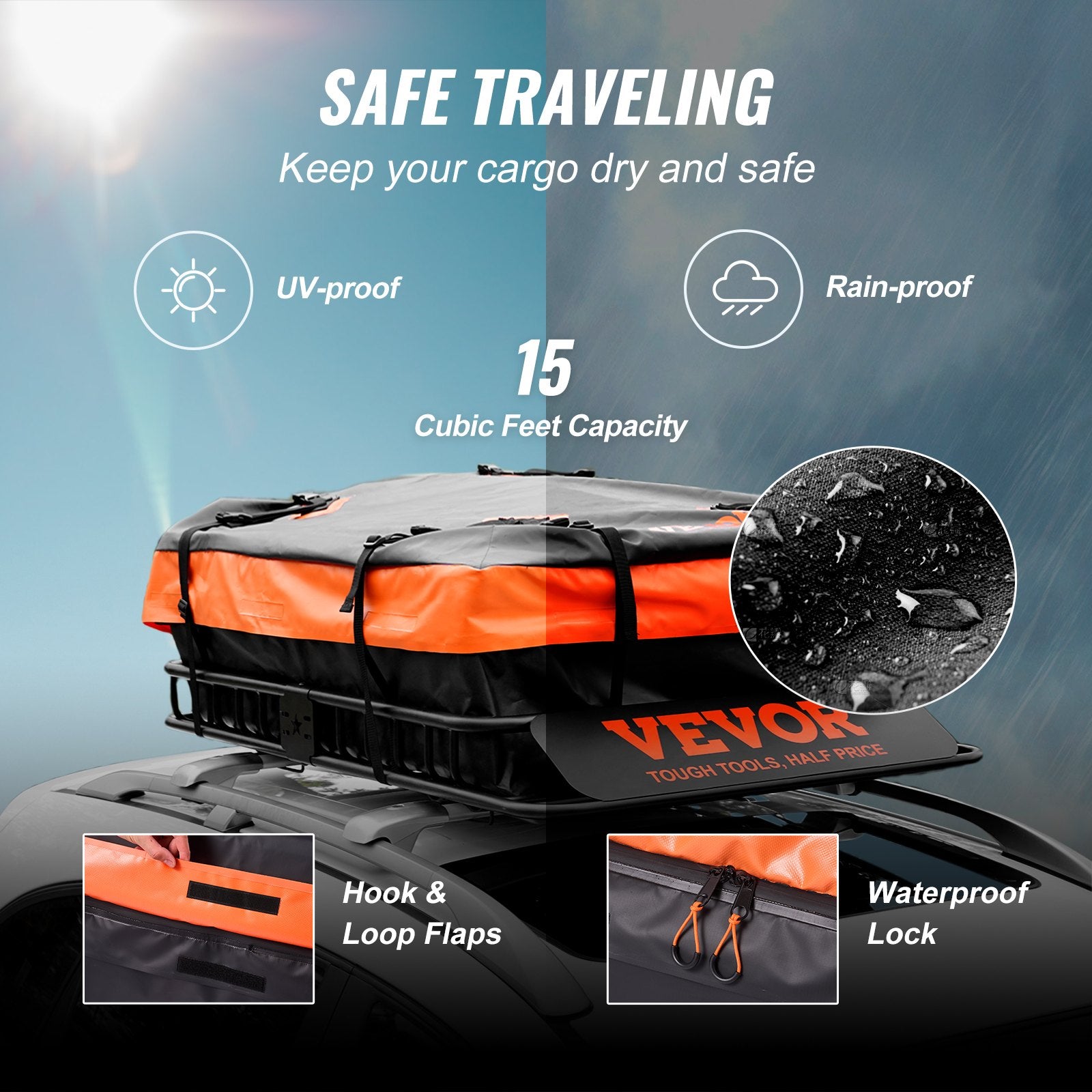 Roof Rack Cargo Basket for SUV Truck with Luggage Bag, 200 LBS Capacity