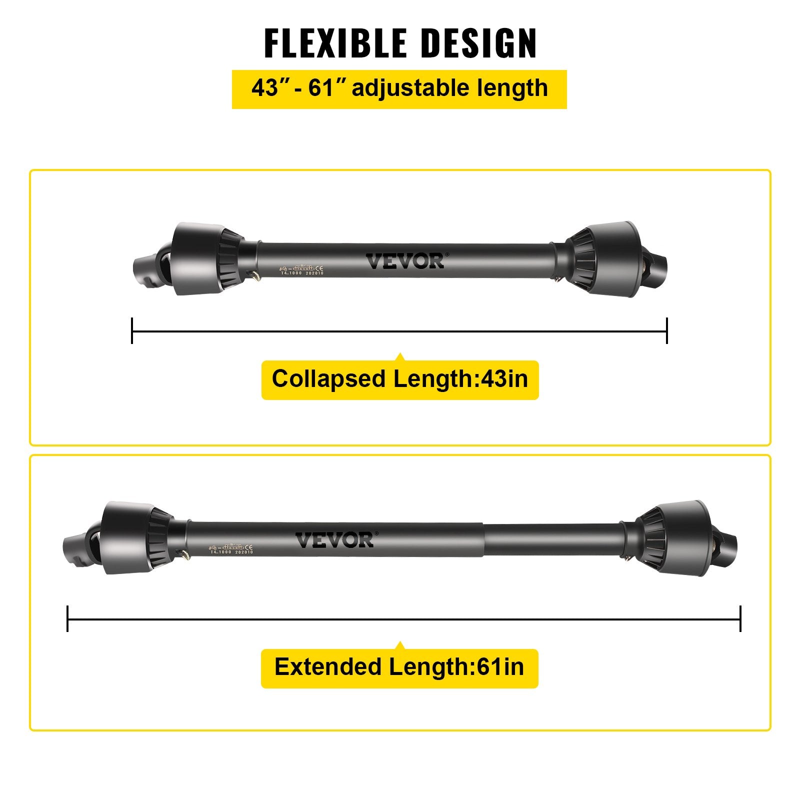PTO Shaft 3.5cm 6 Spline Tractor Round Implement Series 4 Brush Hog Black
