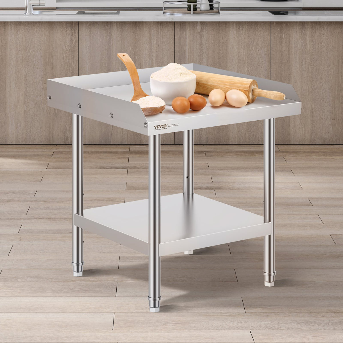 Stainless Steel Work Table 24x24x26in Heavy Duty Commercial Prep Backsplash
