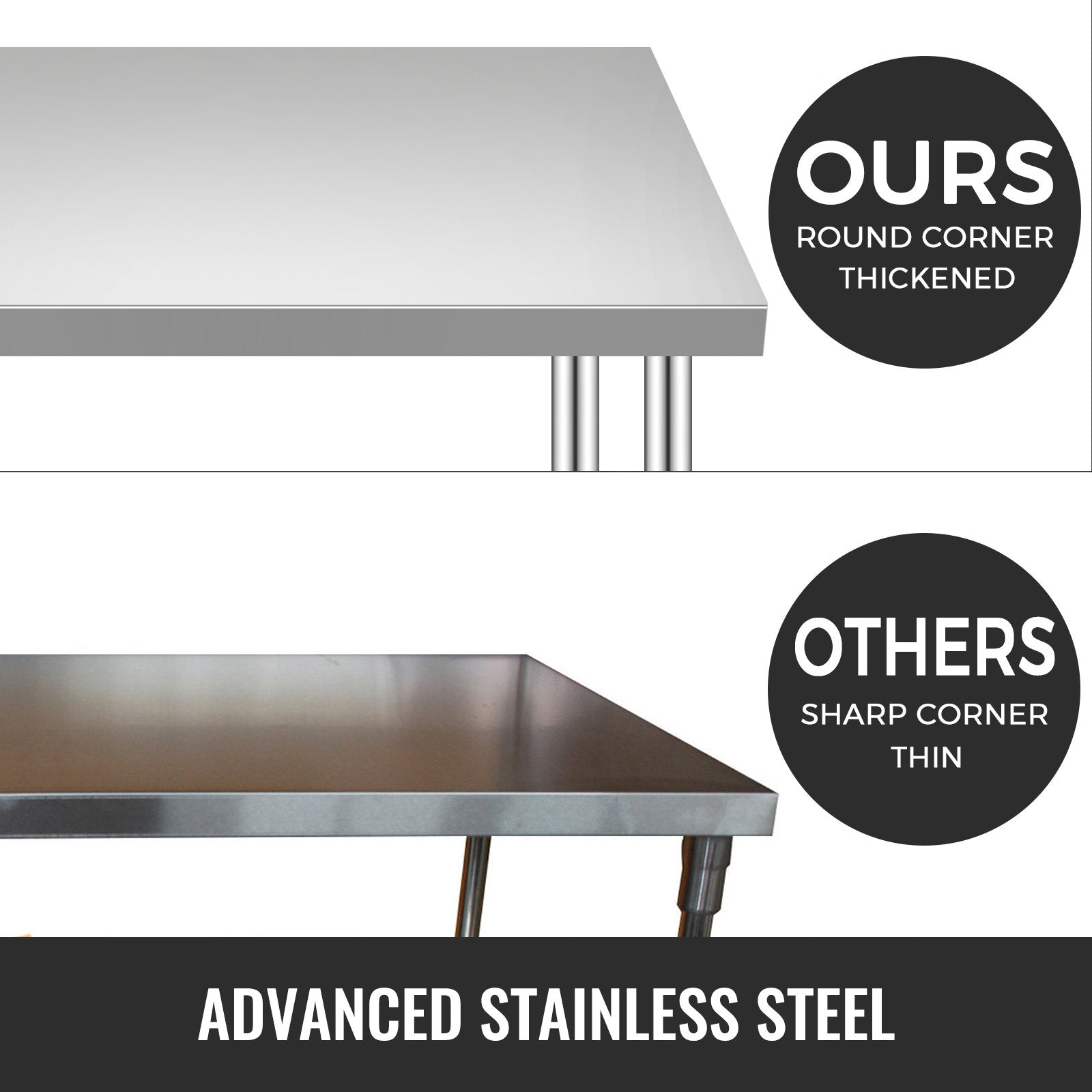 Stainless Steel Work Table 24x18x34", 700LBS, 4 Wheels, 3 Height Levels, Silver