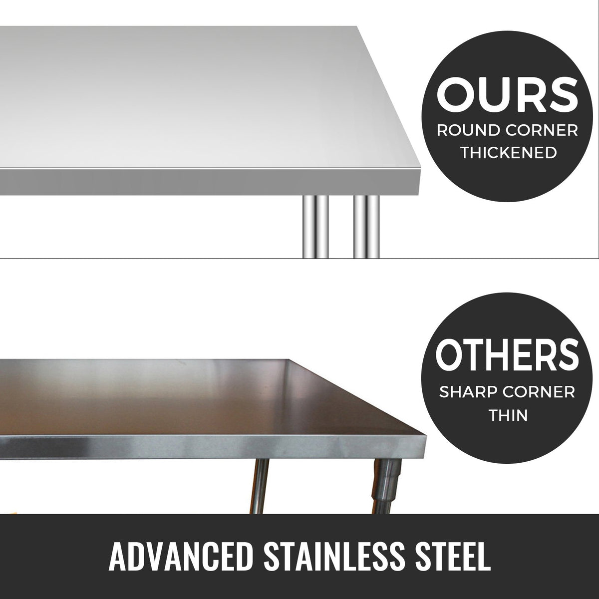 Stainless Steel Work Table 30x12x34", 700LBS, 4 Wheels, 3 Height Levels, Silver