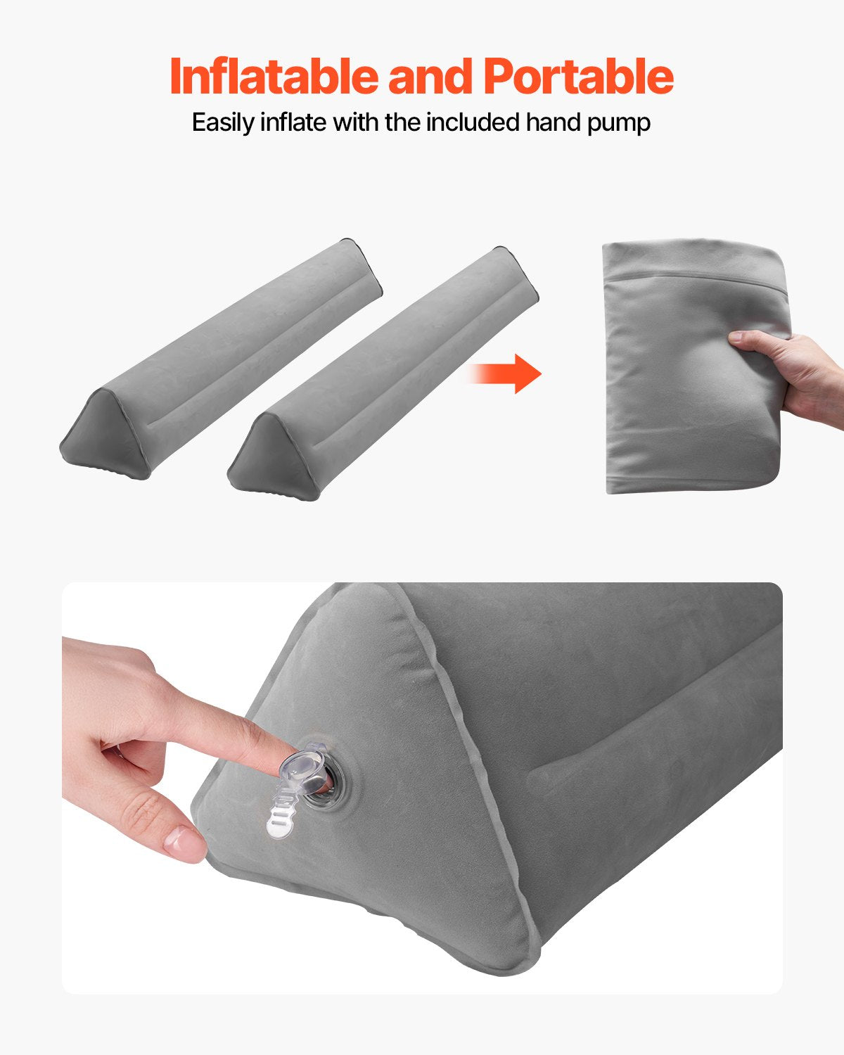 Bed Bumper for Toddlers 47.4" Inflatable Bed Rail Non-Slip 2-Pack for All Beds