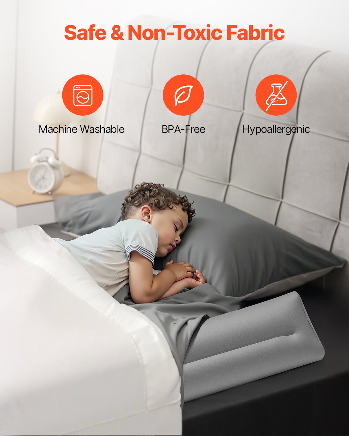 Bed Bumper for Toddlers 47.4" Inflatable Bed Rail Non-Slip 2-Pack for All Beds