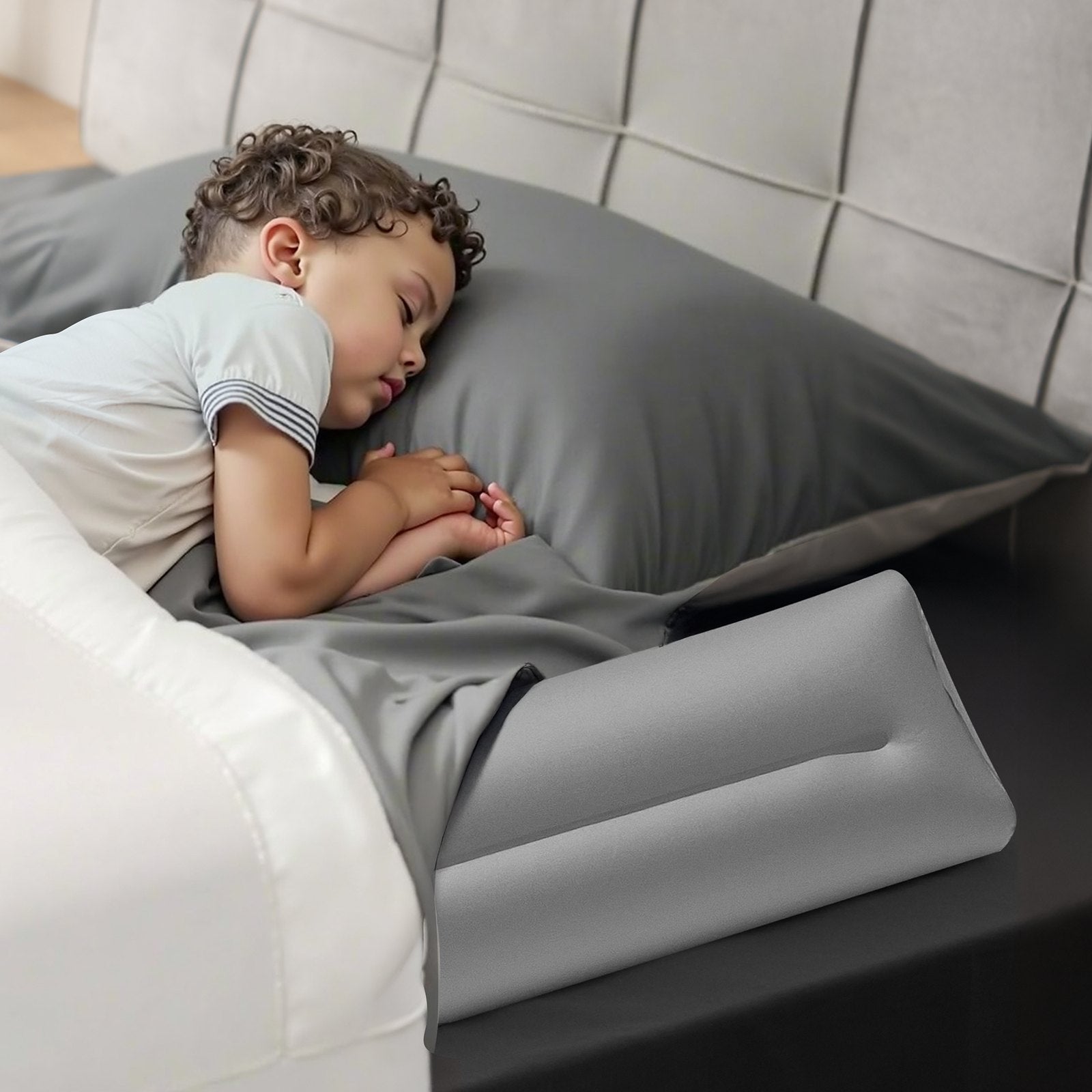 Bed Bumper for Toddlers 47.4" Inflatable Bed Rail Non-Slip 2-Pack for All Beds
