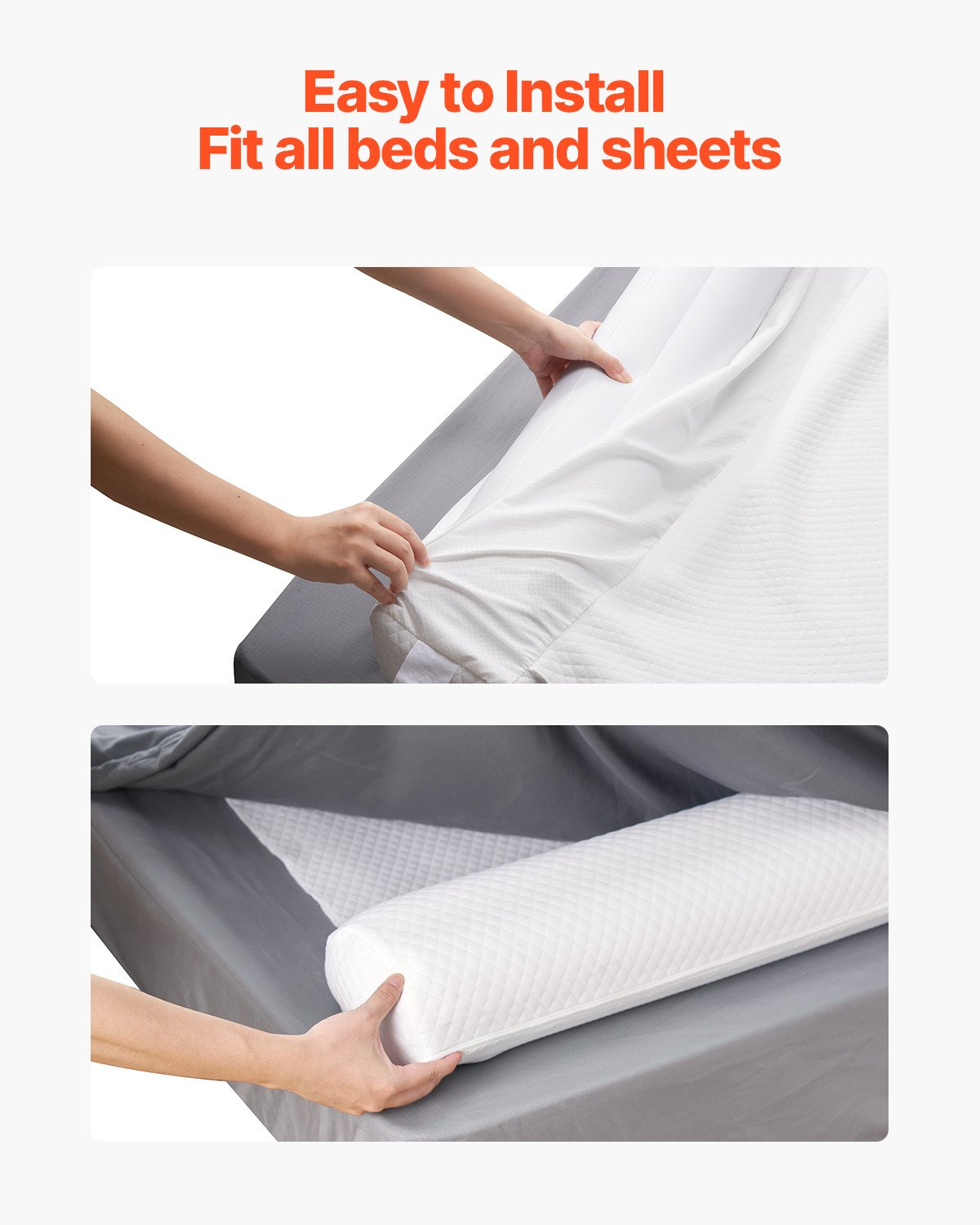 Bed Bumper for Toddlers, 2-Pack Inflatable Bed Rail with Safety Flap, Non-Slip