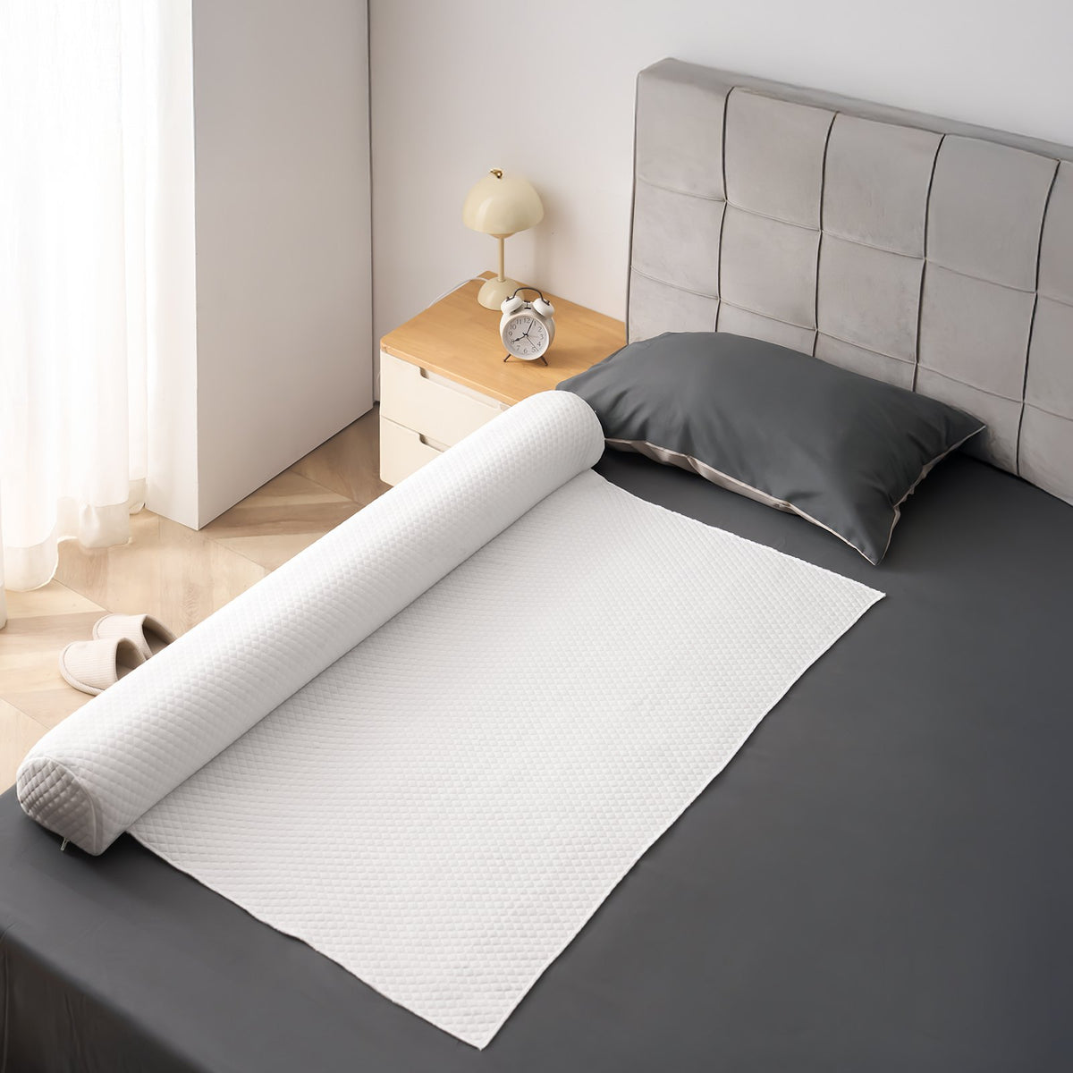 Bed Bumper for Toddlers, 2-Pack Inflatable Bed Rail with Safety Flap, Non-Slip