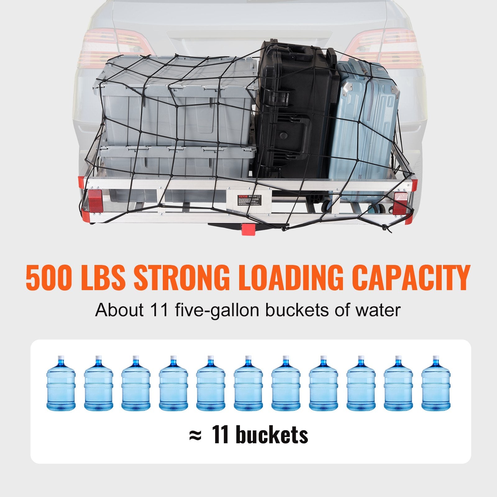 Hitch Cargo Carrier 500LB Aluminum Trailer Basket Luggage Rack 2 Inch Hitch