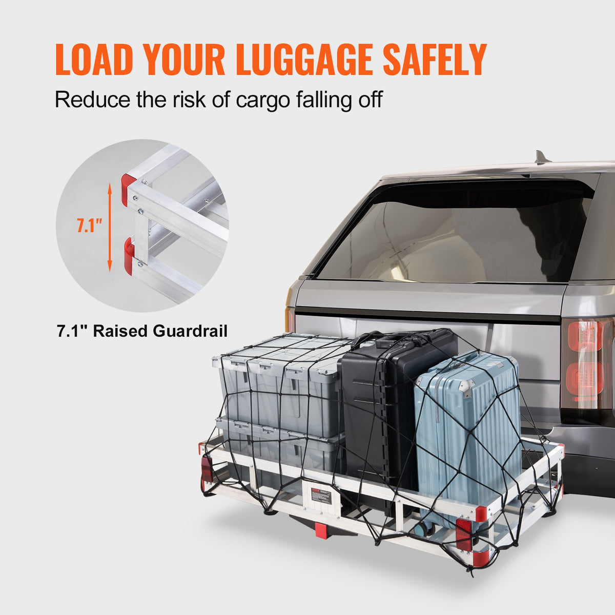 Hitch Cargo Carrier 500LB Aluminum Trailer Basket Luggage Rack 2 Inch Hitch