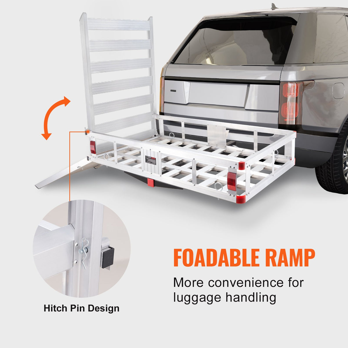 Hitch Cargo Carrier 500 lb Aluminum Trailer Basket with Folding Ramp