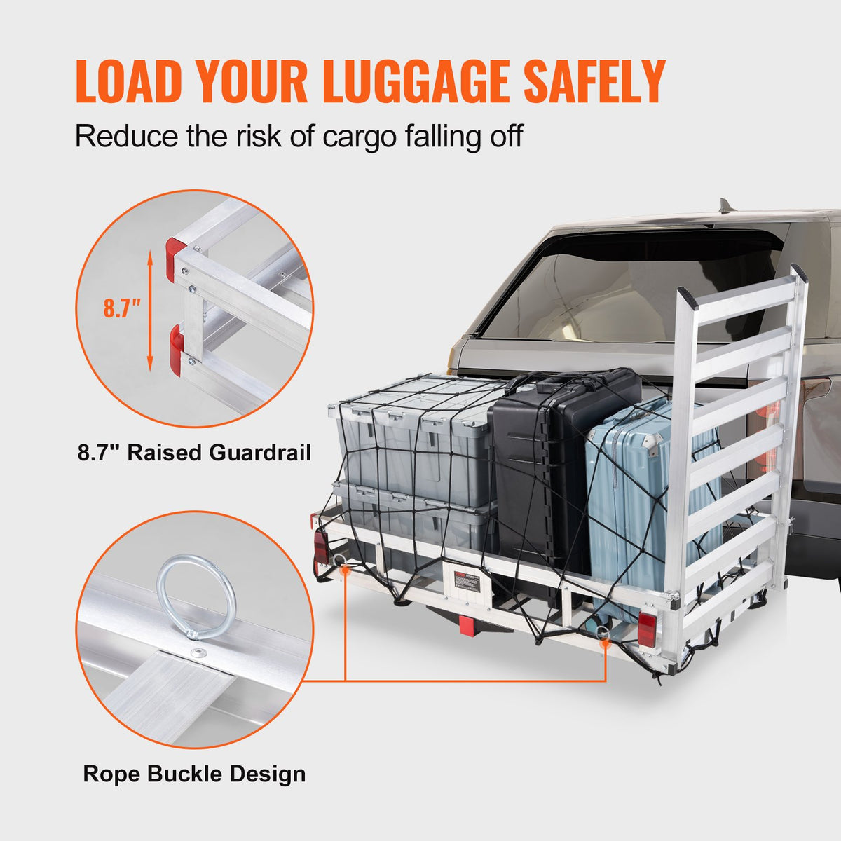 Hitch Cargo Carrier 500 lb Aluminum Trailer Basket with Folding Ramp