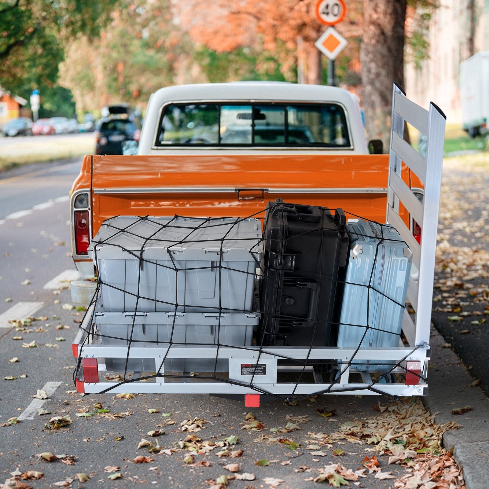 Hitch Cargo Carrier 500 lb Aluminum Trailer Basket with Folding Ramp