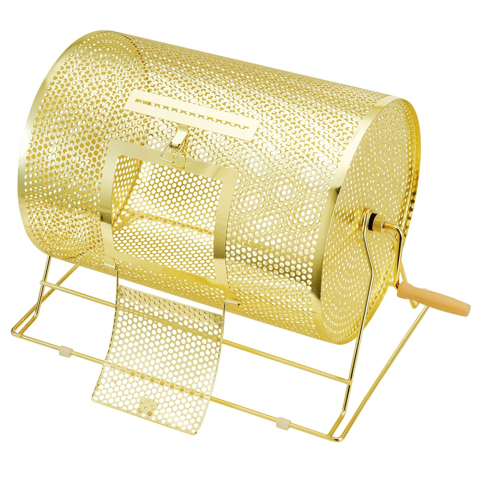 Raffle Drum 16.1"x12" Brass Plated Spinning Cage Holds 5000 Tickets or Balls
