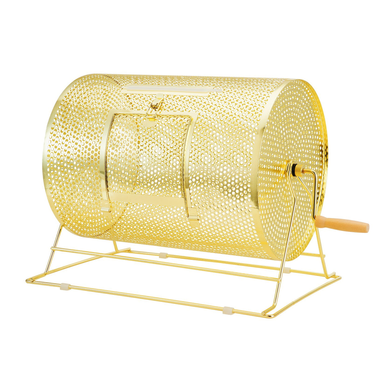 Raffle Drum 16.1"x12" Brass Plated Spinning Cage Holds 5000 Tickets or Balls
