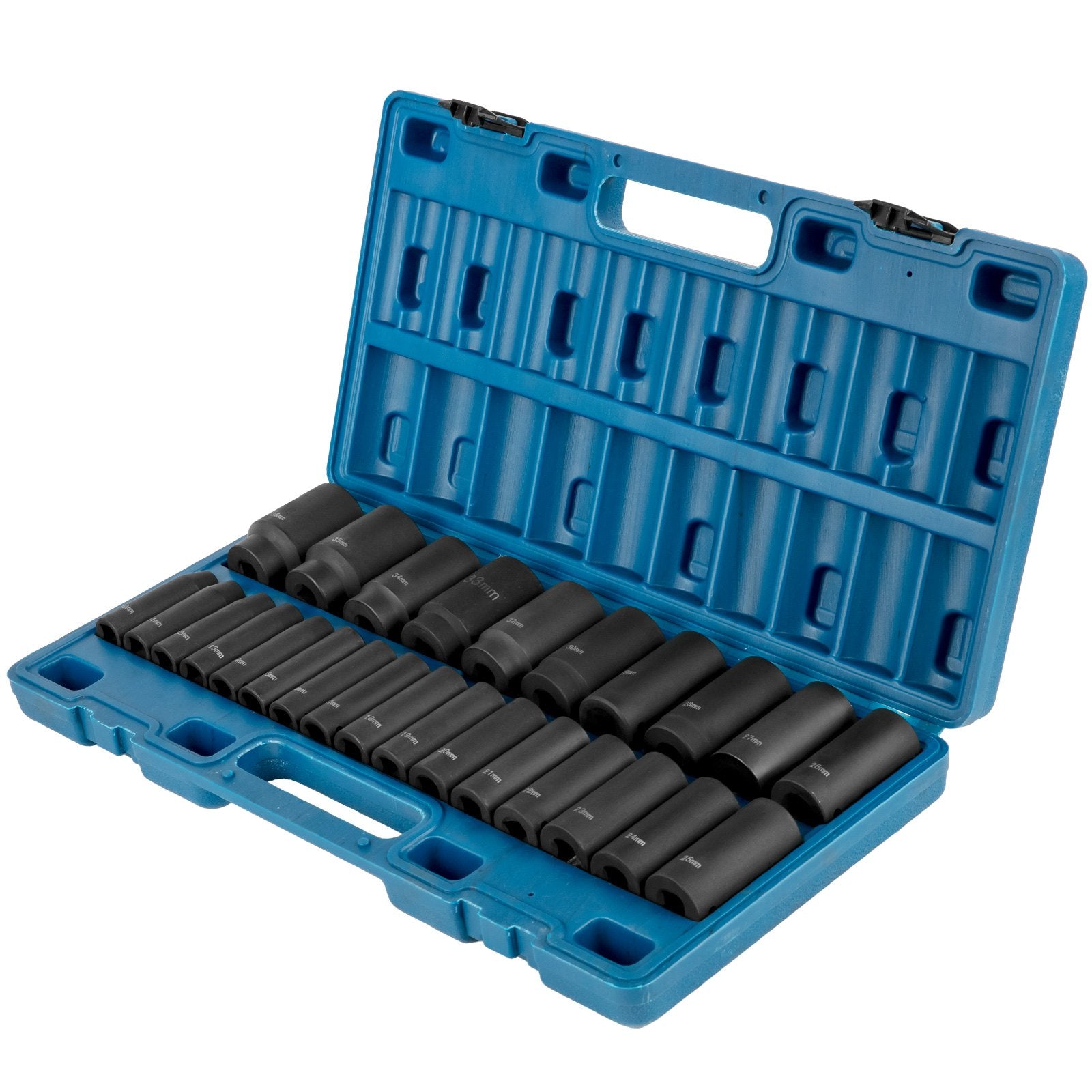 Impact Socket Set, 1/2" Drive 26-Piece Metric 10-36mm Deep 6-Point Sockets