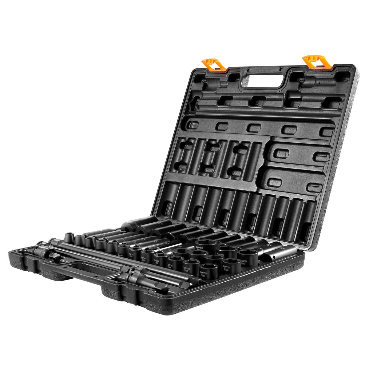 Impact Socket Set, 1/2" Drive 43-Piece Metric 9-30mm Standard & Deep 6-Point