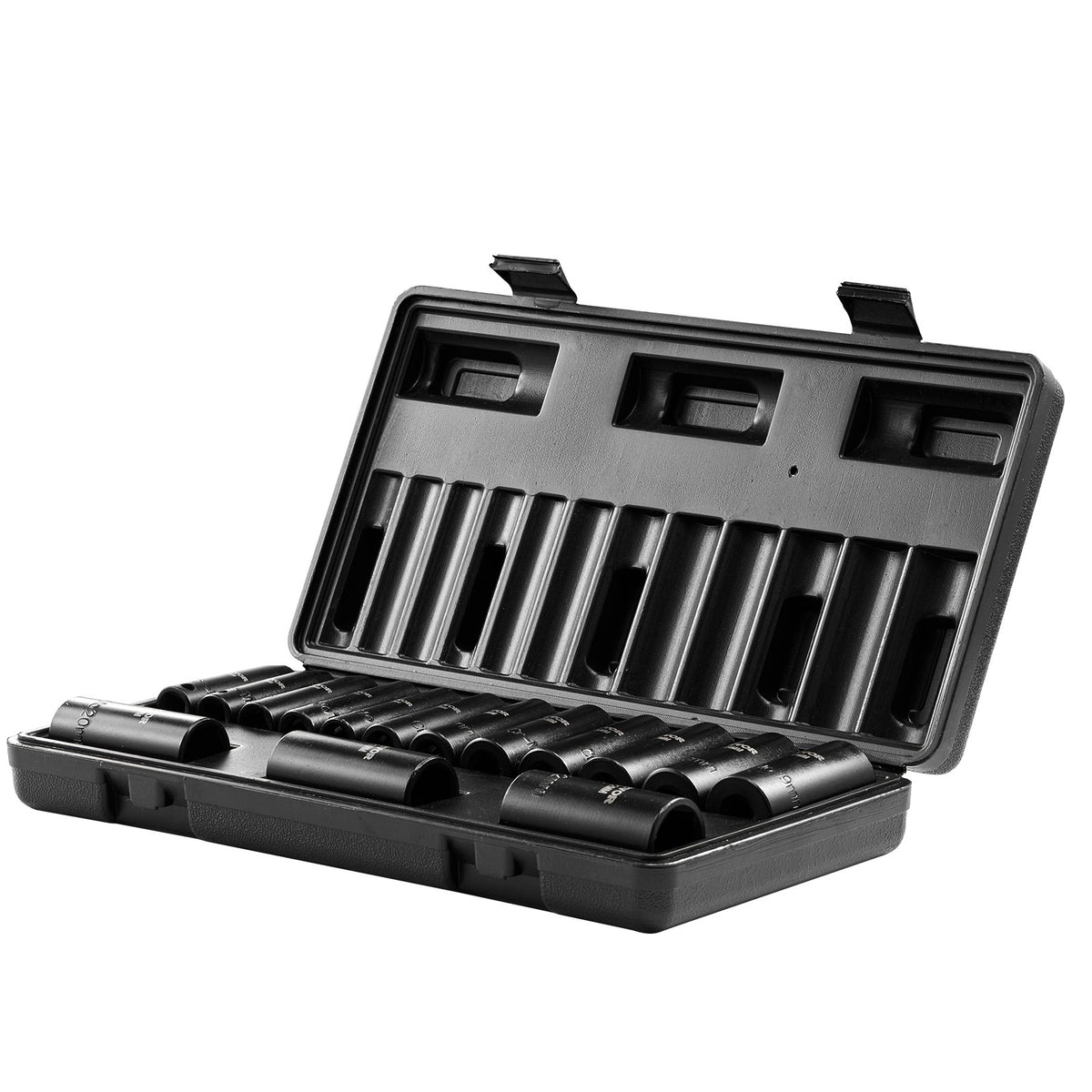 Impact Socket Set 3/8in Drive 15-Piece Metric 8-22mm 6-Point Cr-Mo Steel Case
