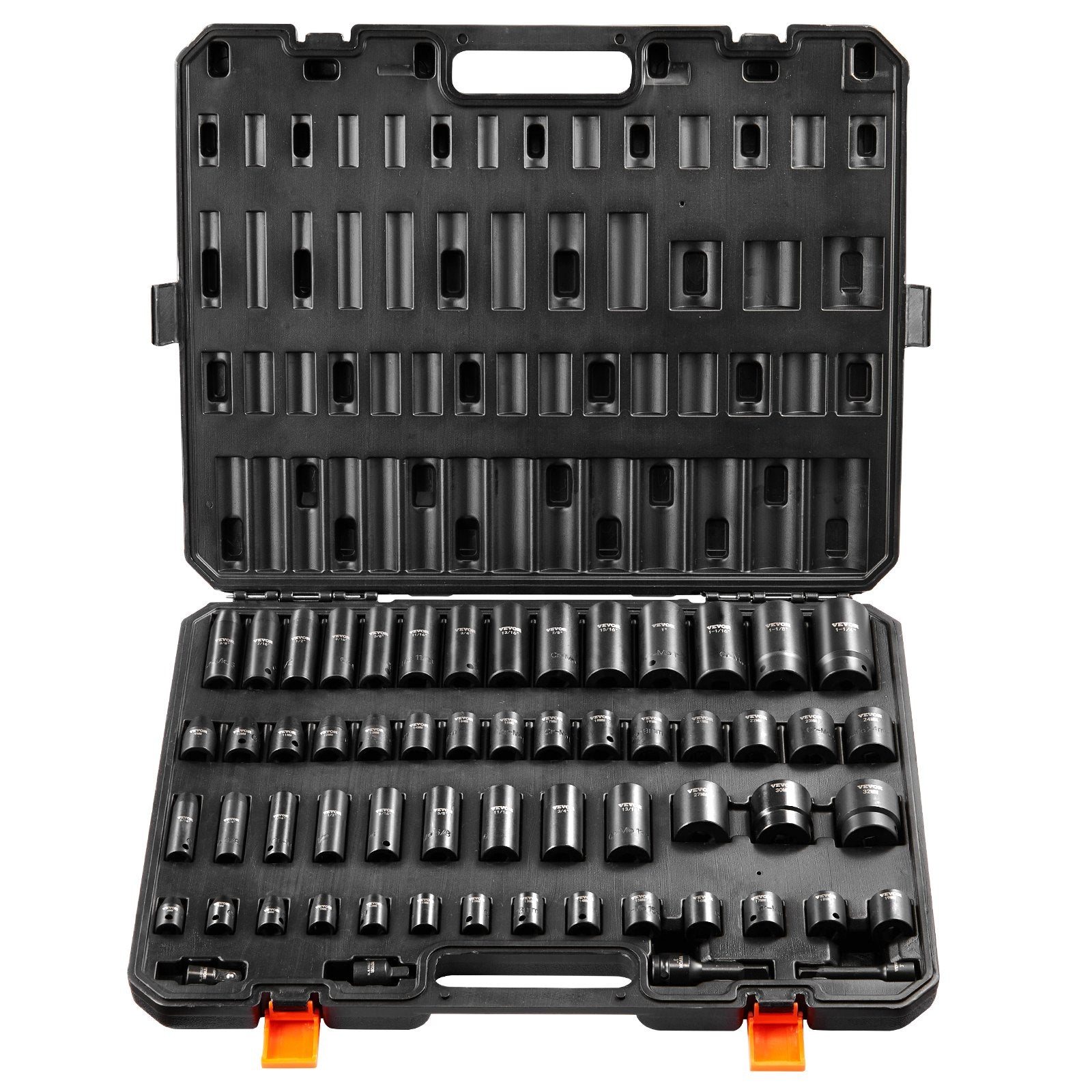 Impact Socket Set, 3/8" & 1/2" Drive 59-Piece SAE & Metric 6-32mm Cr-Mo Steel