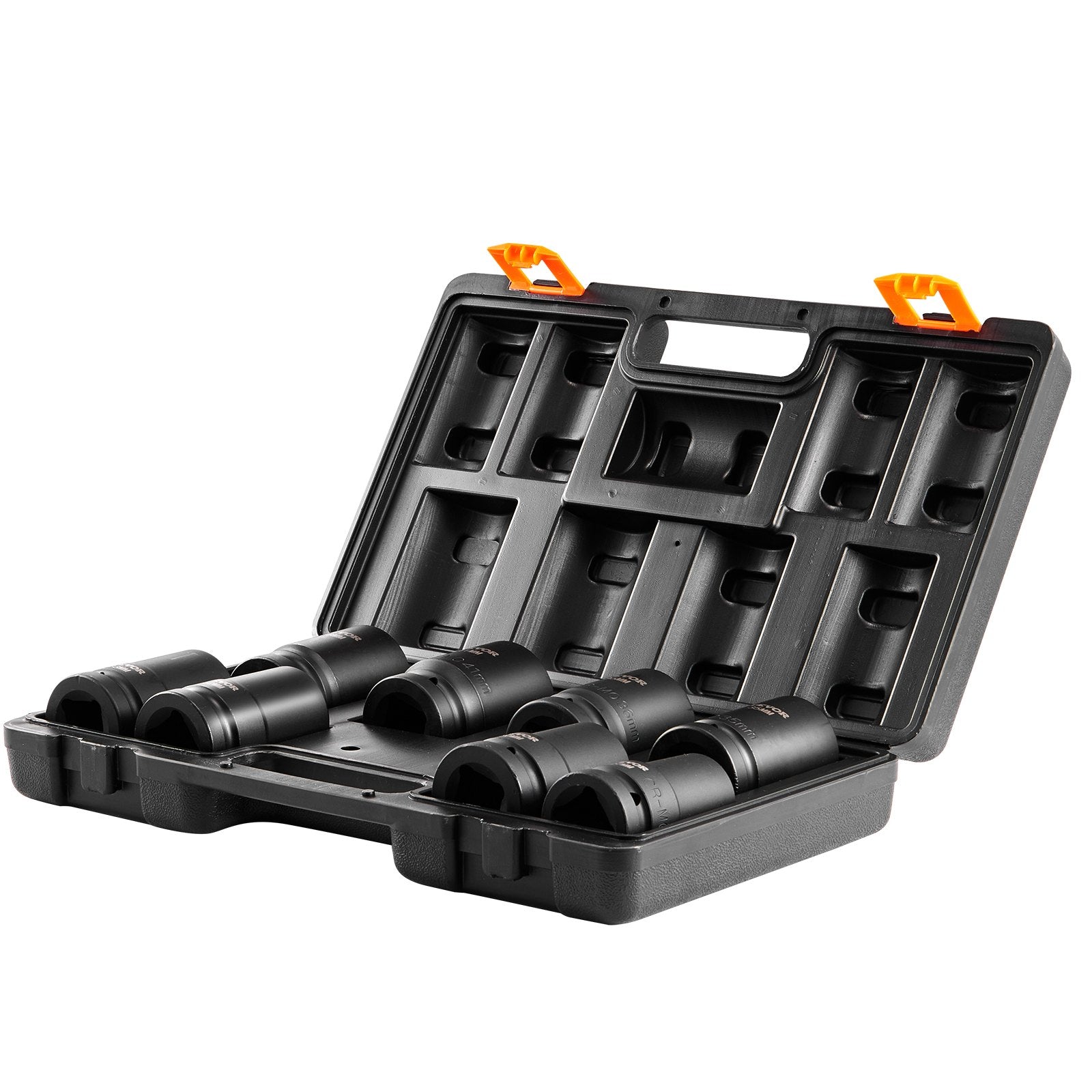 Impact Socket Set, 1" Drive 8-Piece Metric 27-41mm 6-Point Cr-Mo Steel with Case