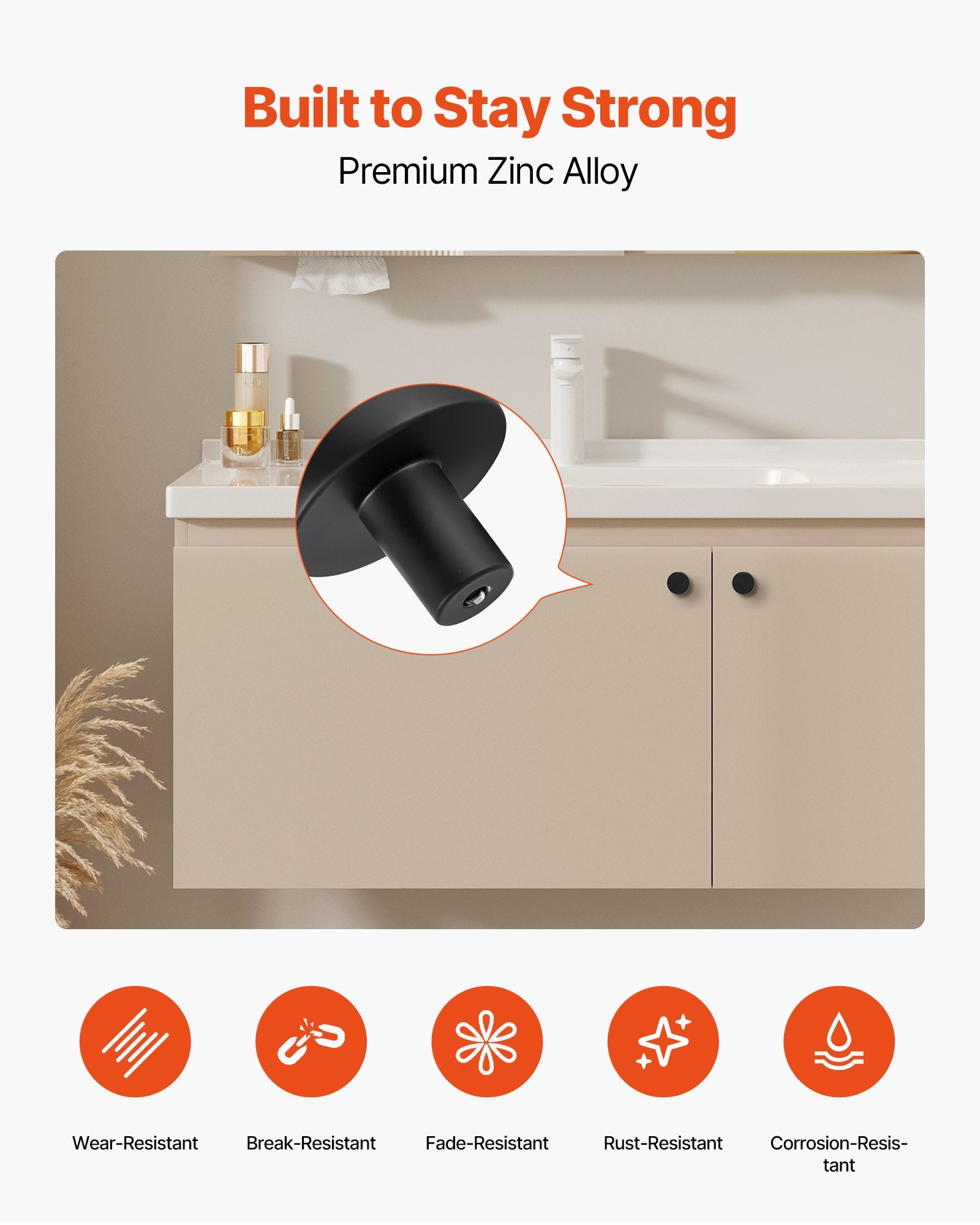 Cabinet Knobs 10Pack 32mm Black Zinc Alloy Mushroom Drawer Pulls Door Handles